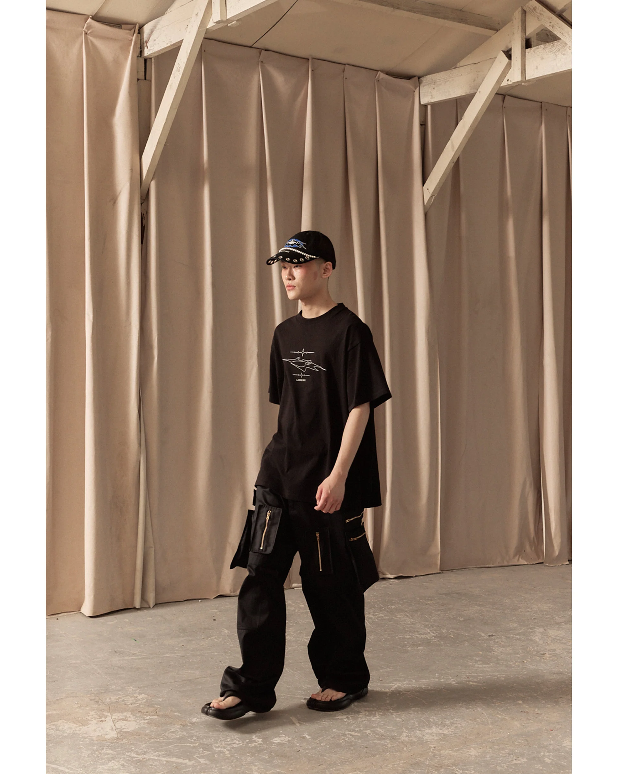 MULTI ZIP POCKET PANTS / BLACK - Image 3
