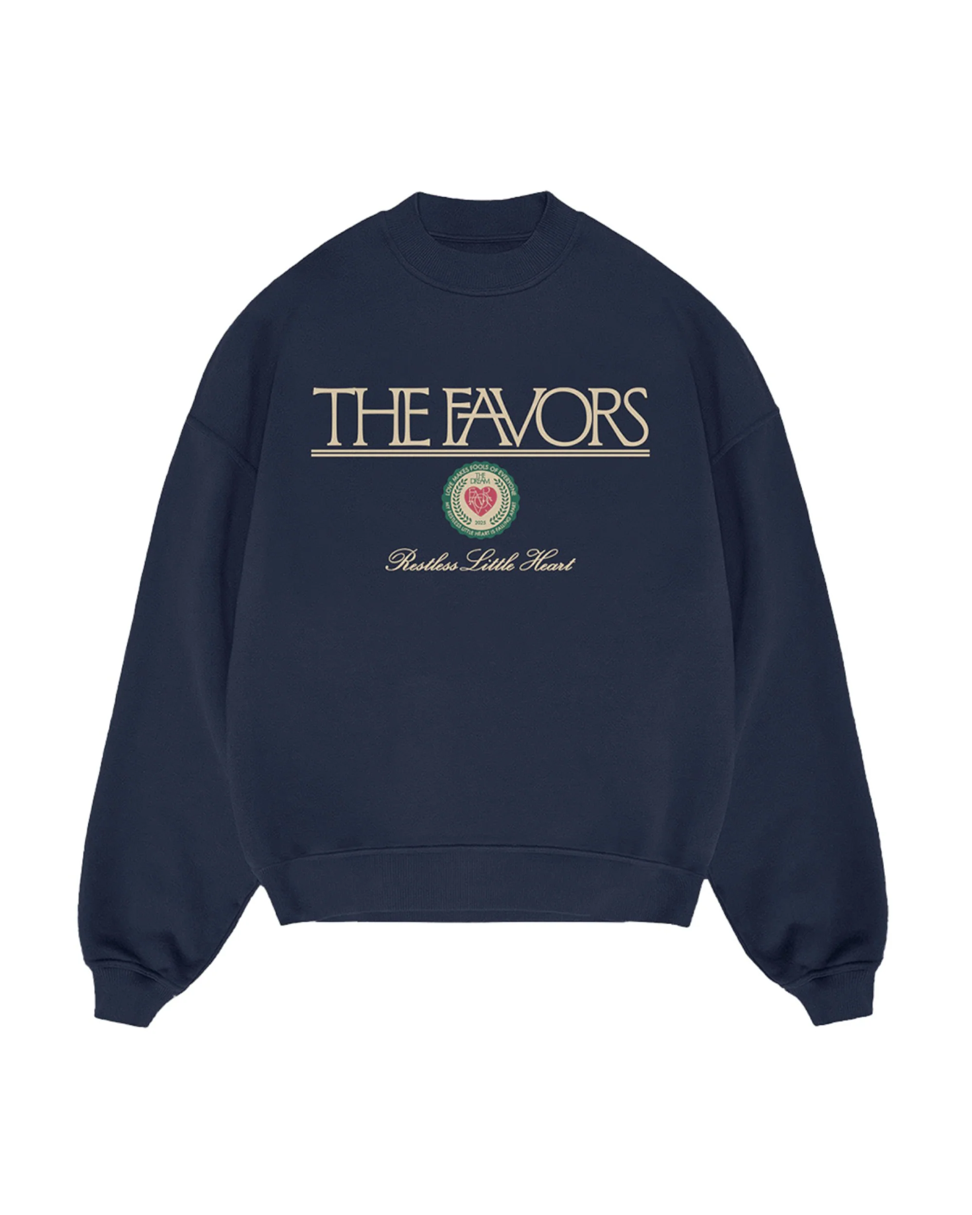 Navy Restless Little Heart Crewneck Fleece