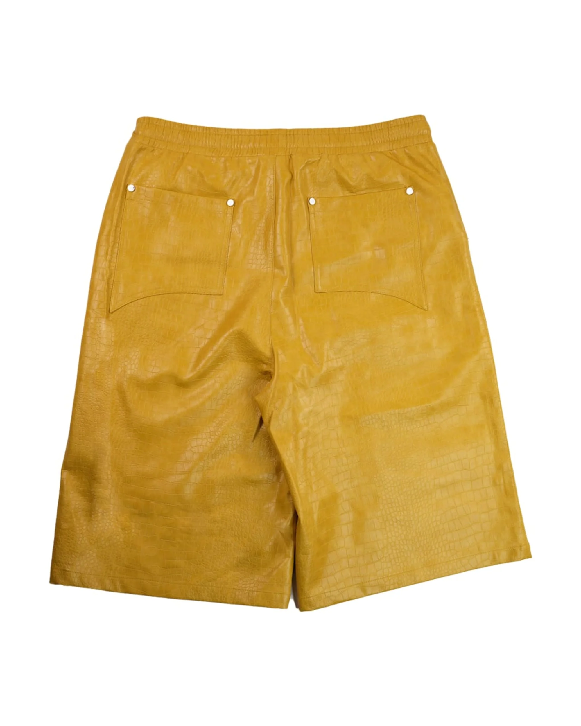"NIGHT CRAWLER " BAGGY LEATHER SHORTS (YELLOW) - Image 2