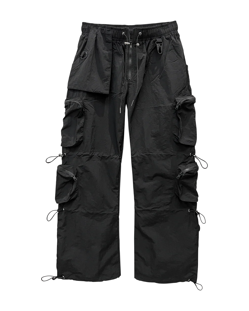 Nylon Parachute Pants- BLACK
