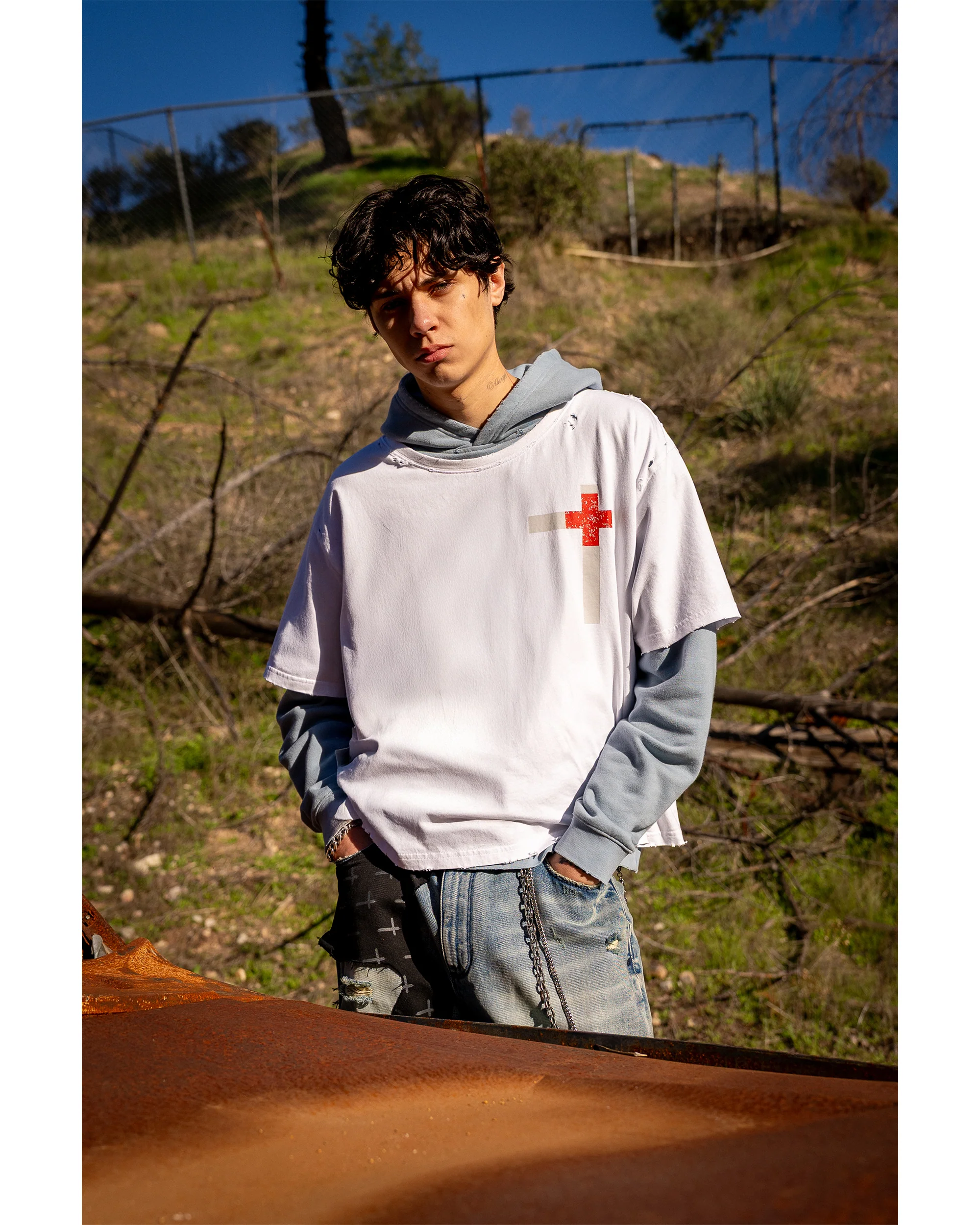 ORIEN LAYERED HOODIE | DUSTLIGHT BLUE - Image 5