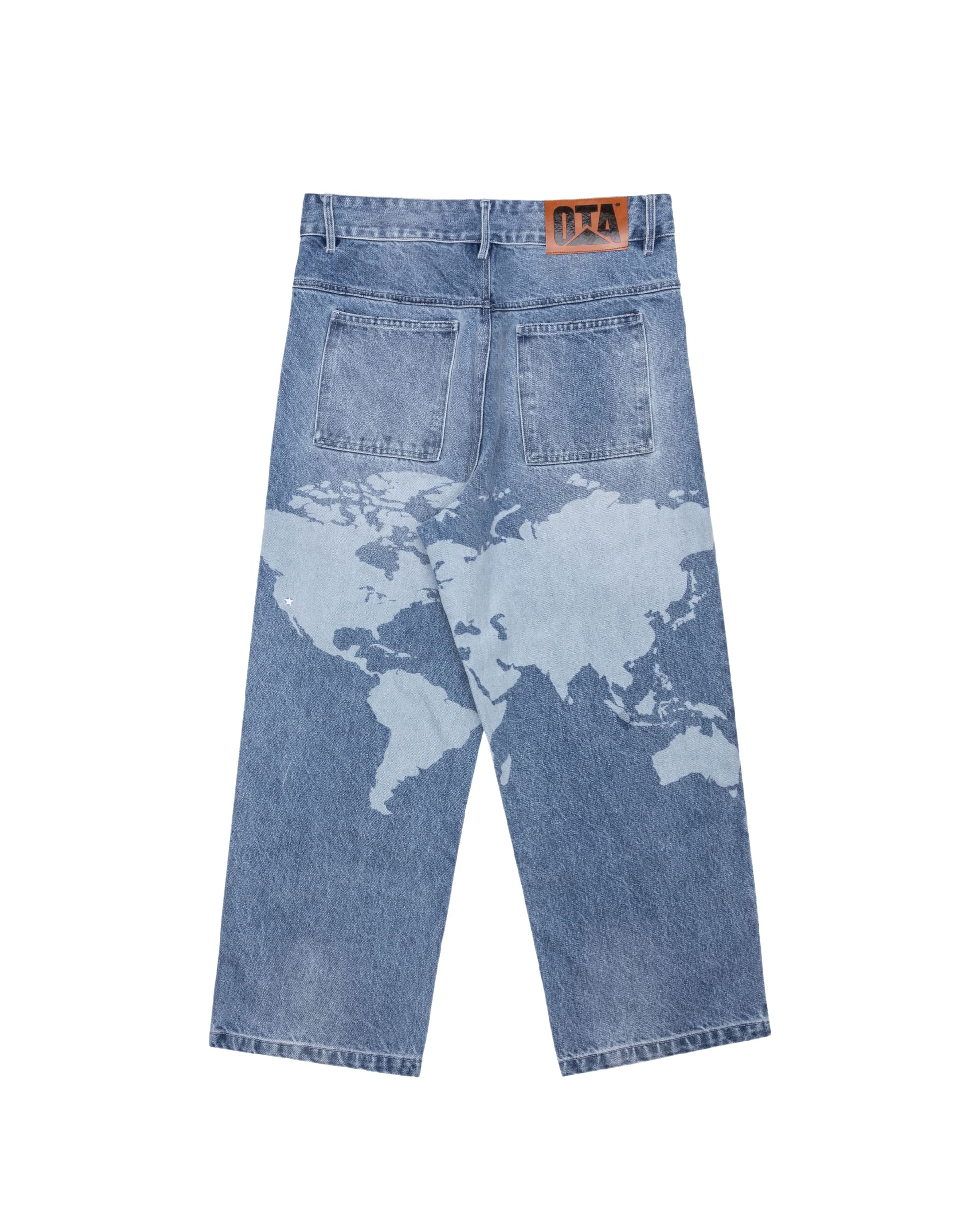 OTA Light Blue Las Vegas To The World Atlas Denim Baggy Jeans - Image 2