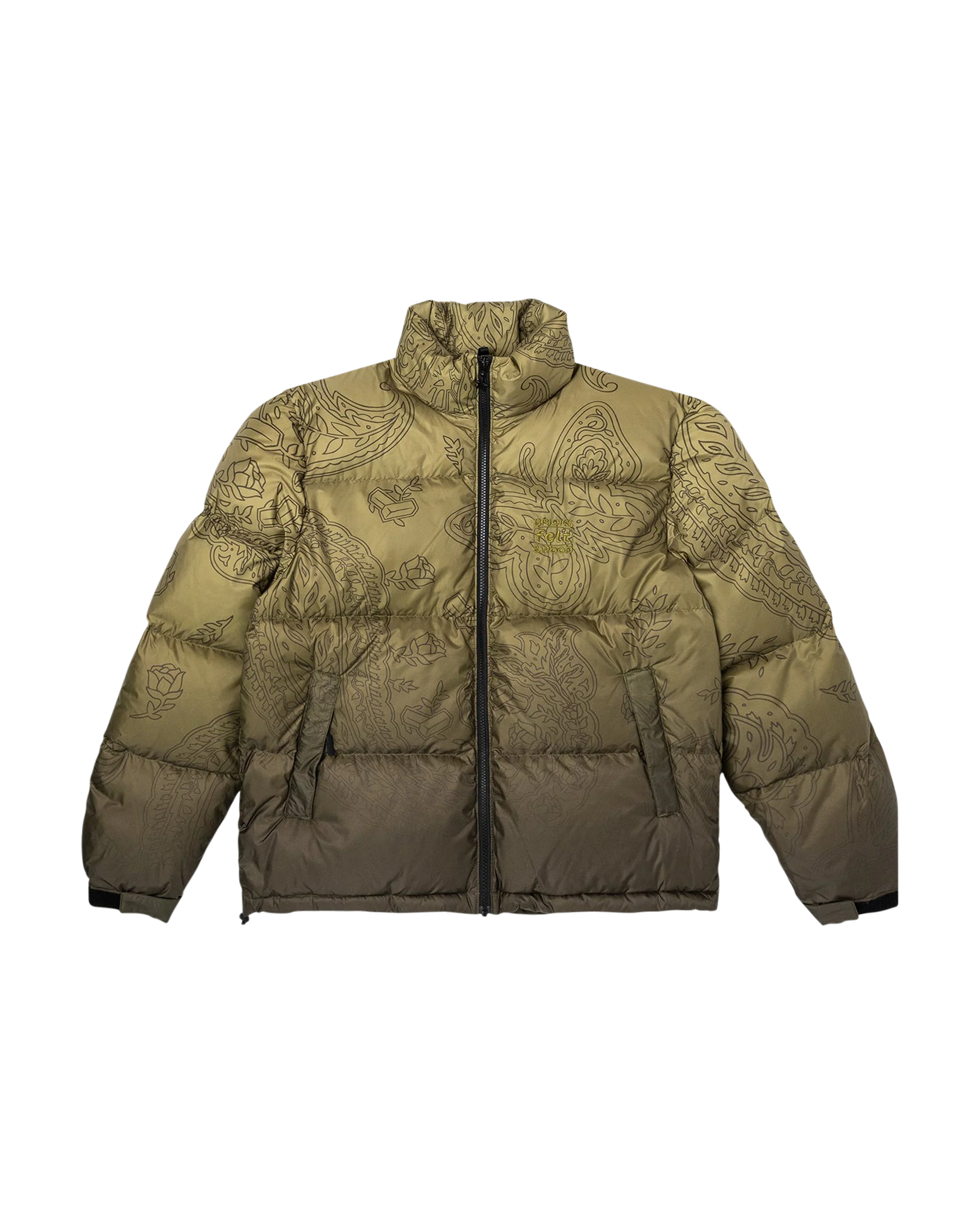 Paisley Butterfly Down Jacket - Olive