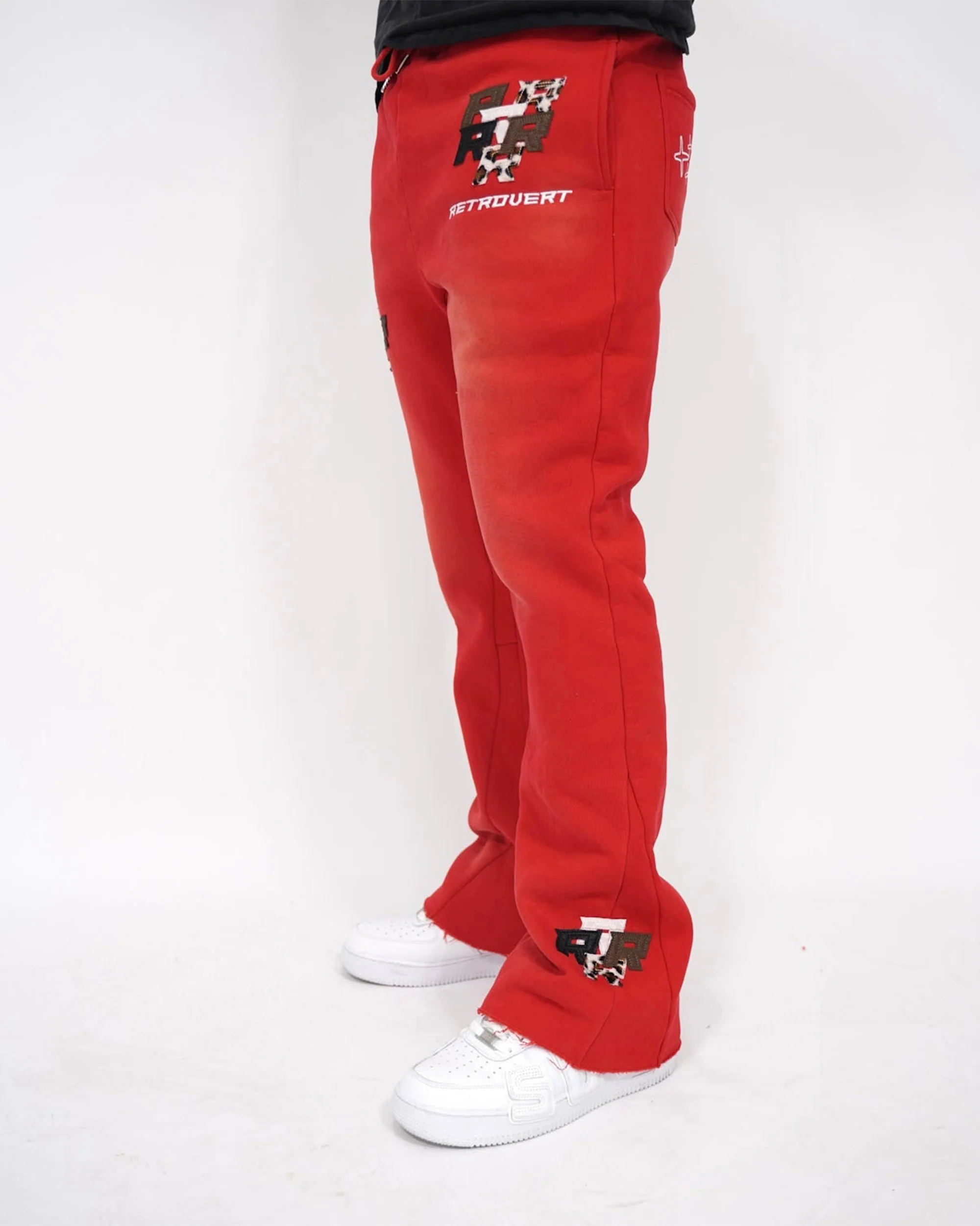 Patch Flare Sweatpants - Red - Image 6