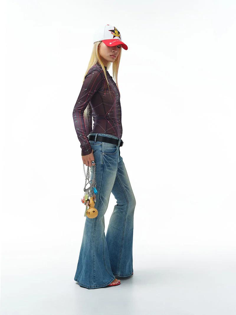 Patchwork Low-Rise Flared Jeans - Image 19