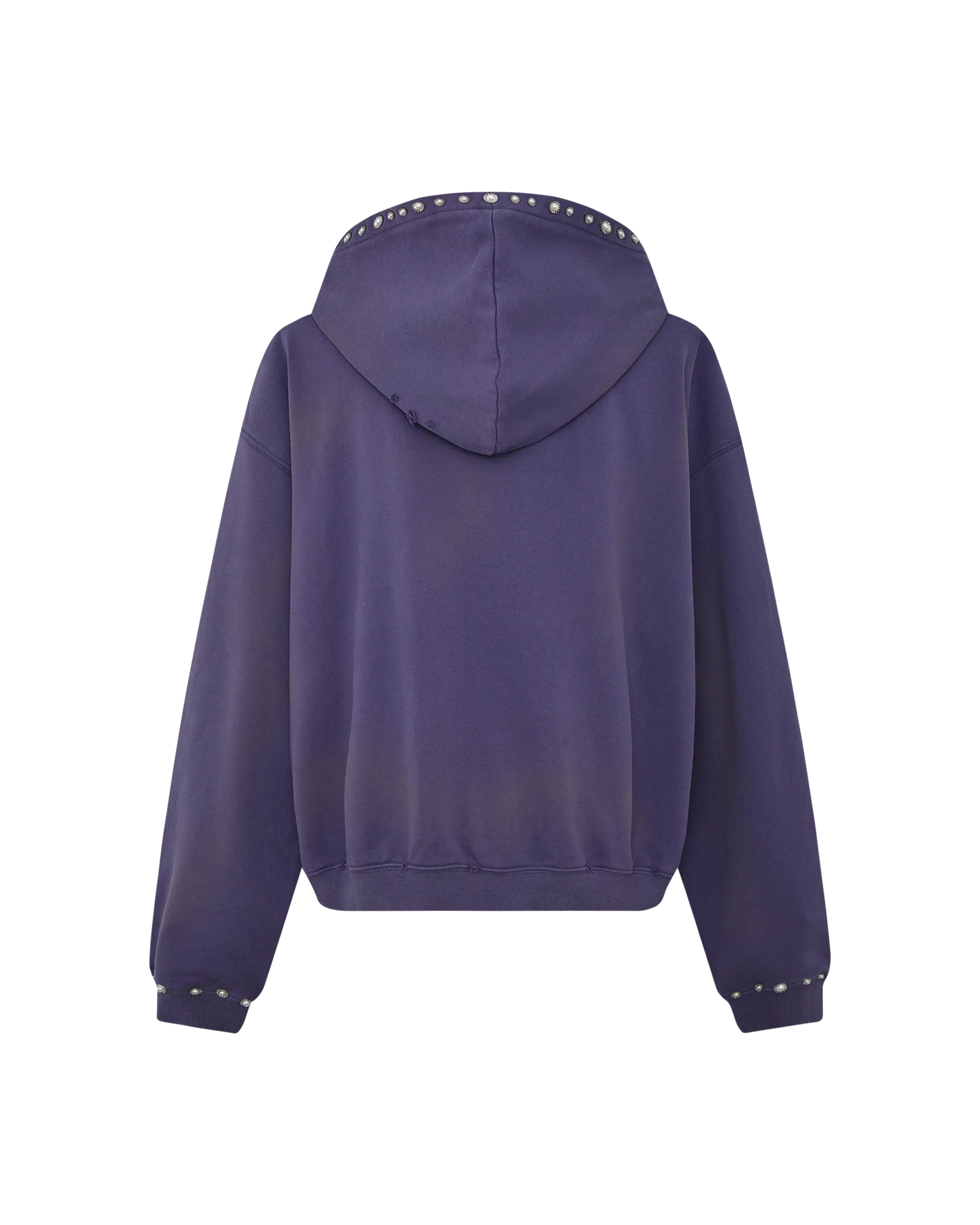 PEARL STUDDED BOXY ZIP HOODIE PURPLE - Image 2