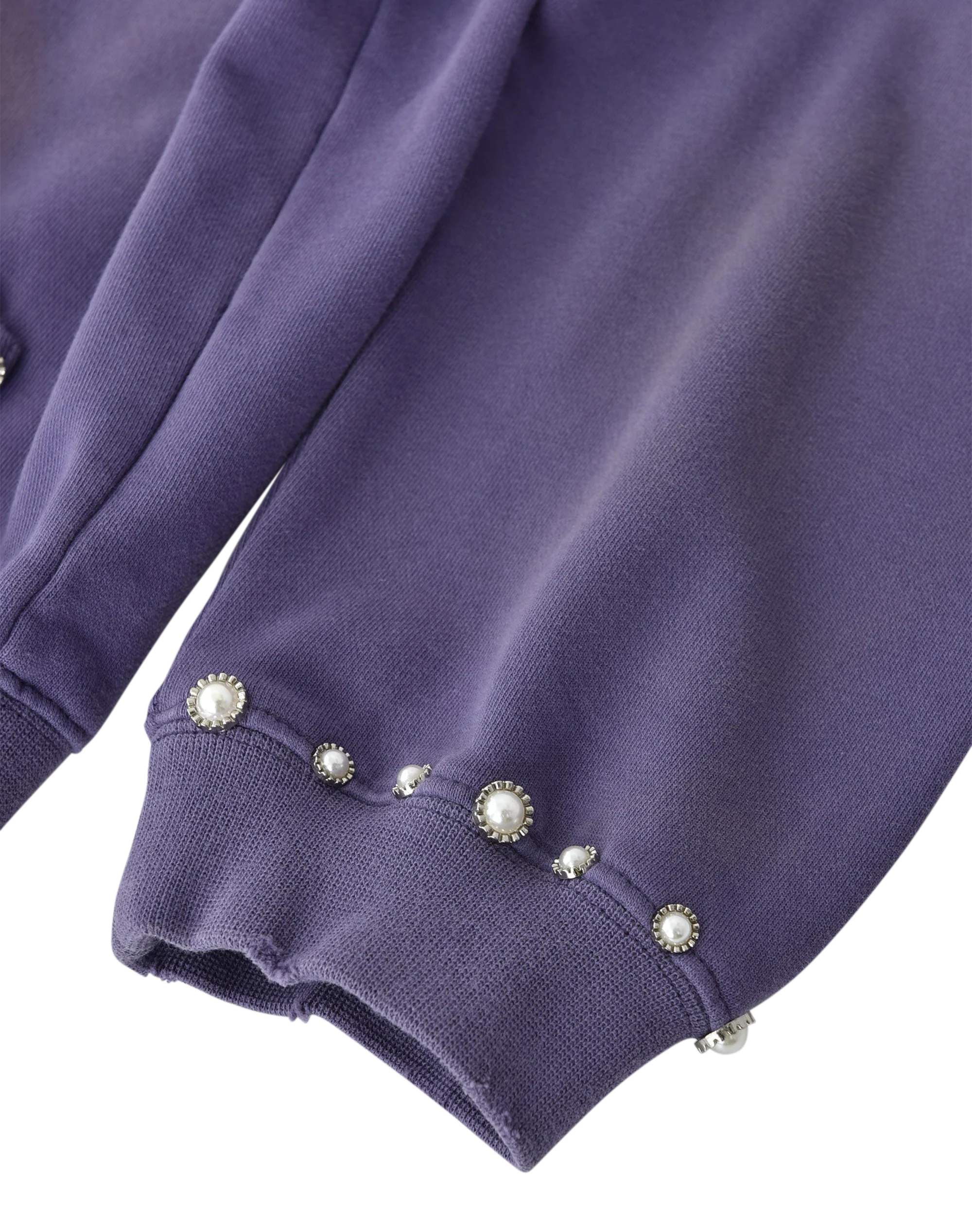 PEARL STUDDED BOXY ZIP HOODIE PURPLE - Image 5