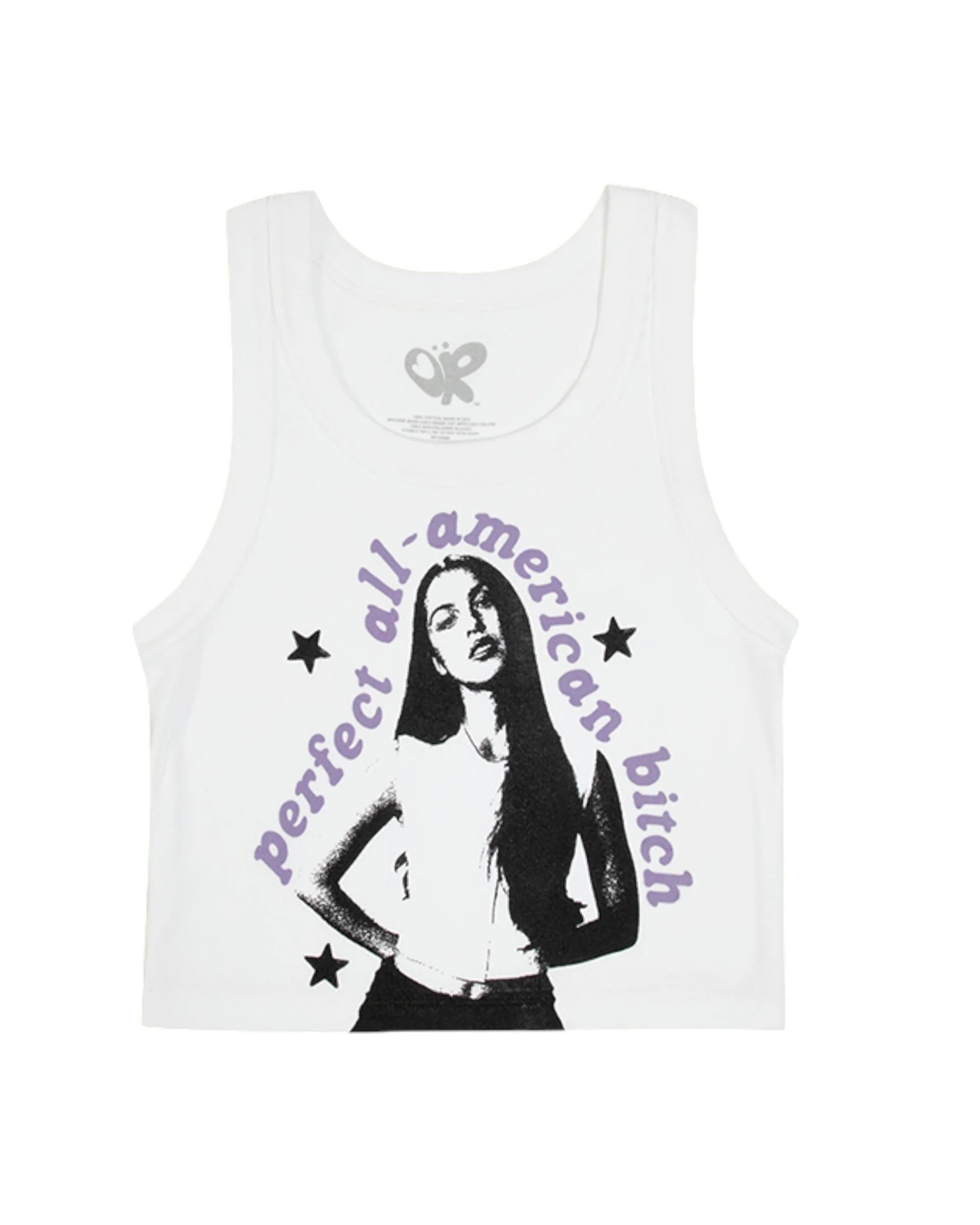 perfect all-american bitch crop tank in white