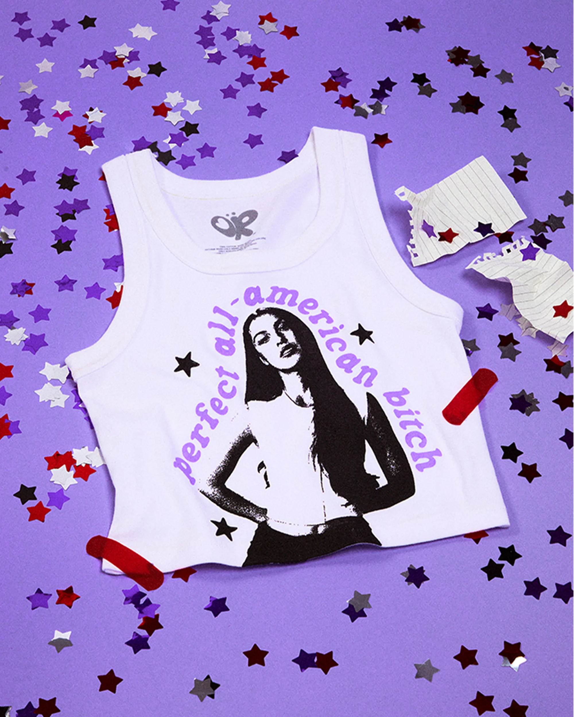 perfect all-american bitch crop tank in white - Image 3
