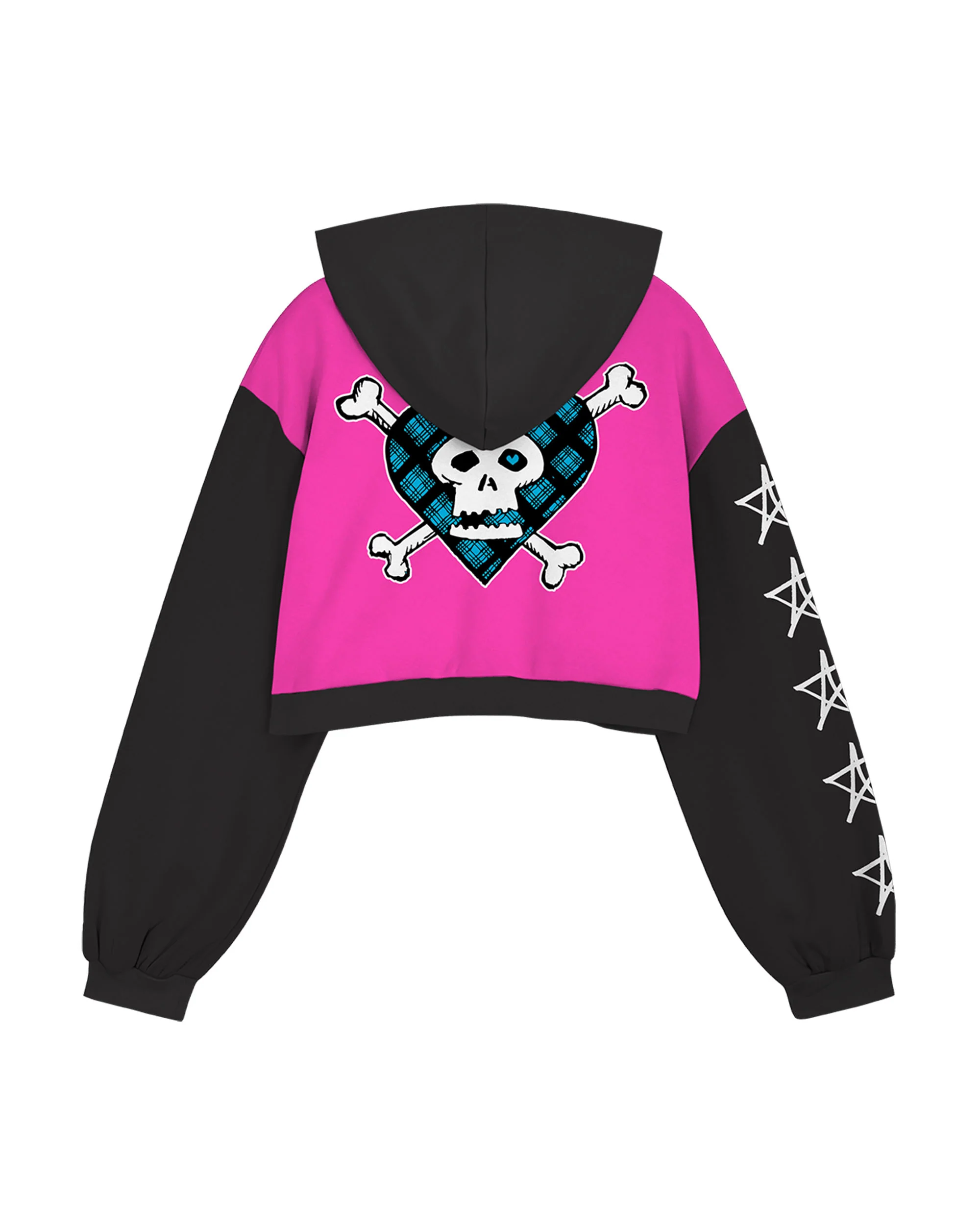 Pink + Black Cropped Zip Hoodie - Image 2
