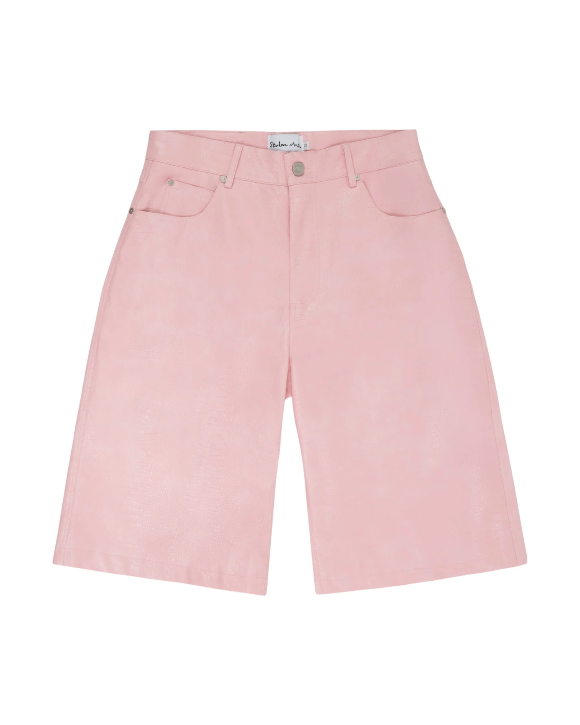 Pink Croc Leather Shorts