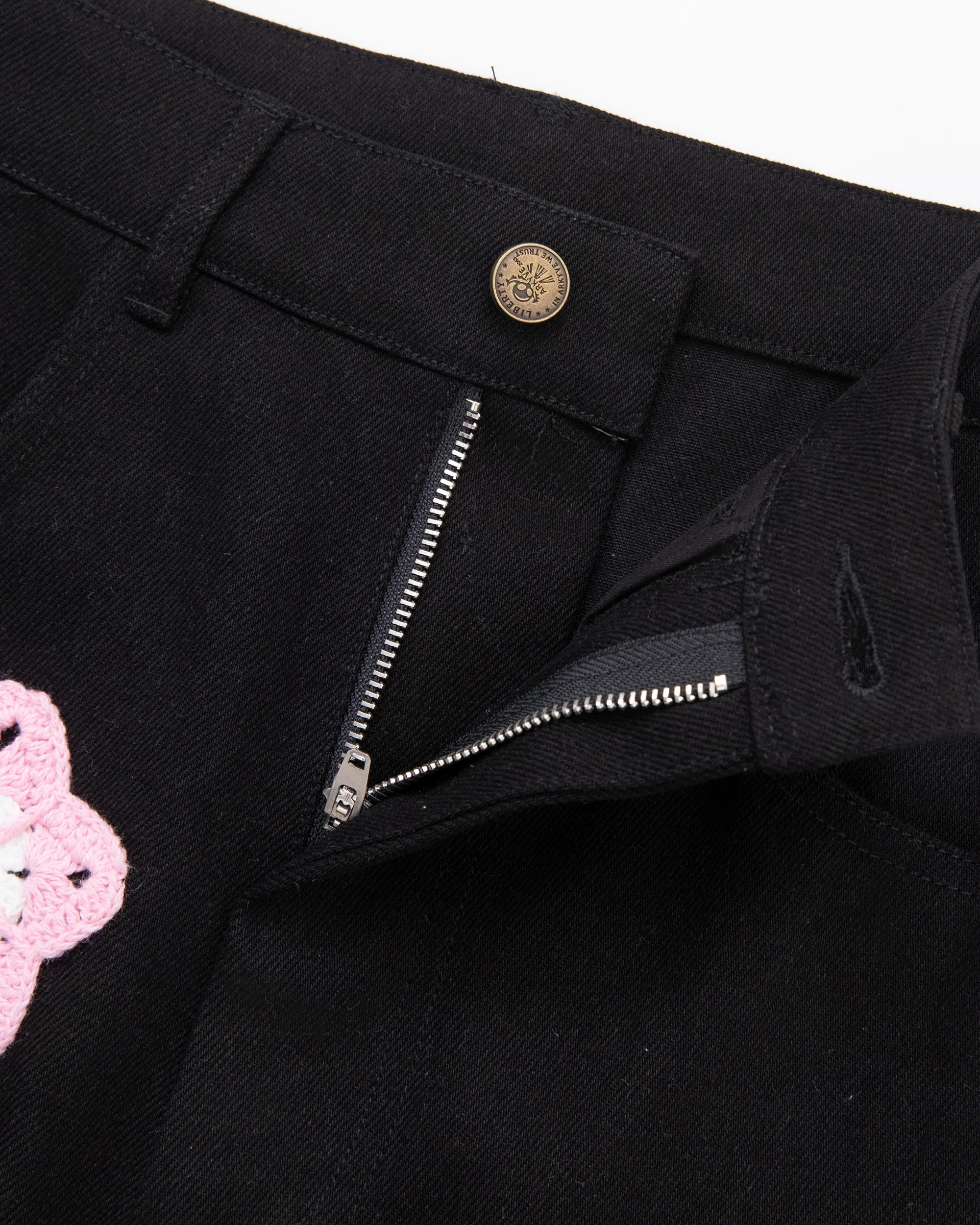 Pink Star Crochet Black Denim - Image 3