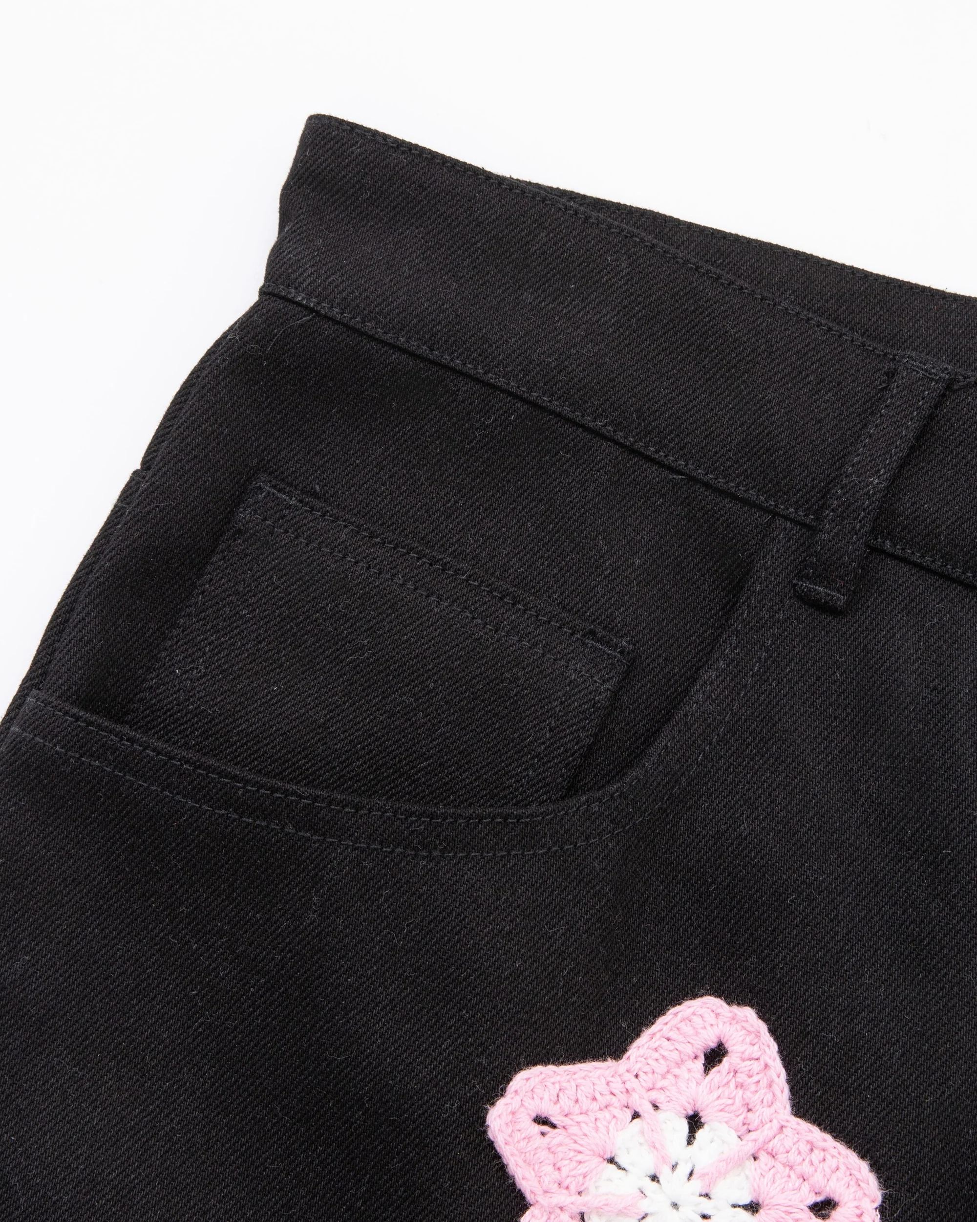 Pink Star Crochet Black Denim - Image 5