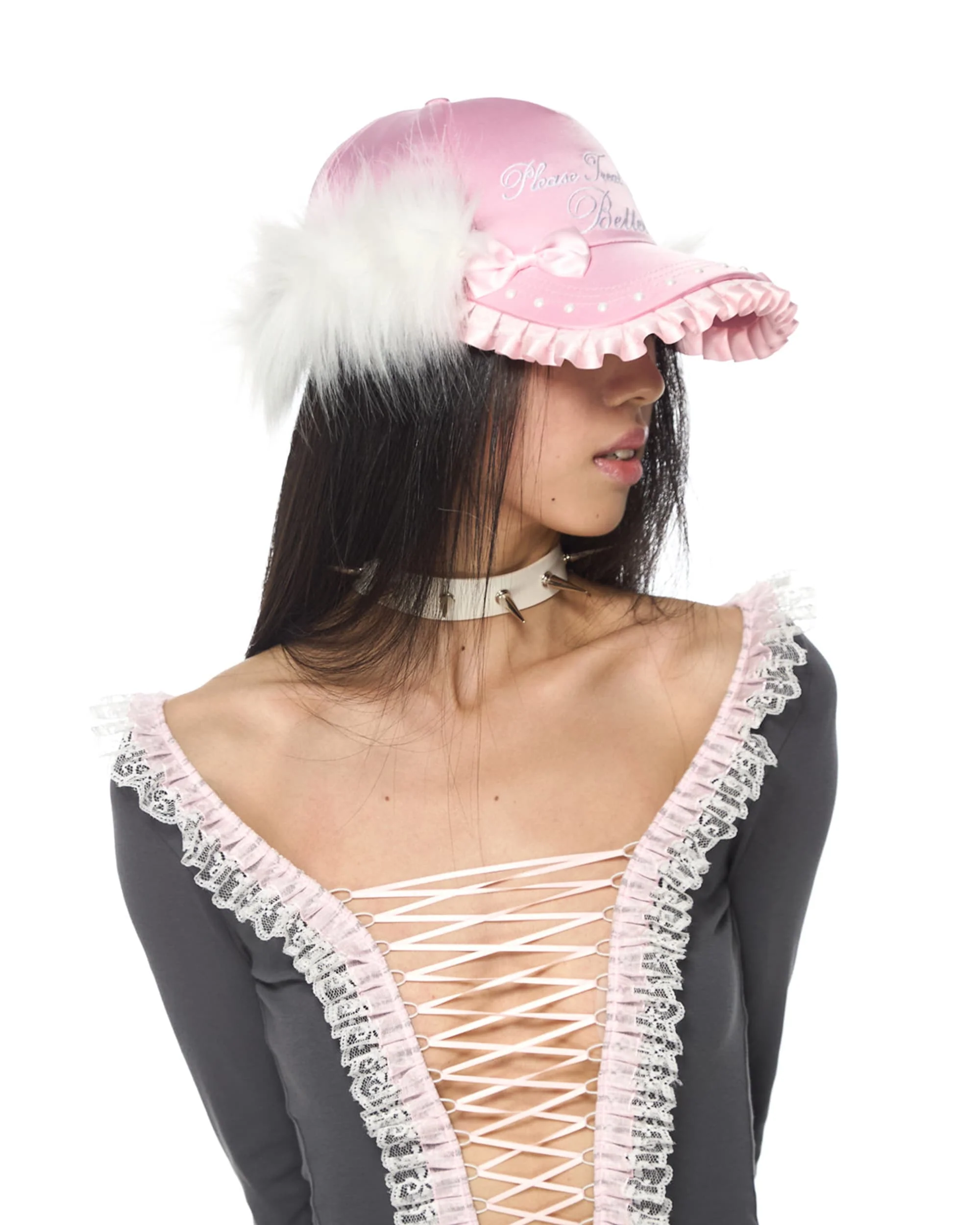 Please Treat Me Better Embroidered Frill Cap - Image 2