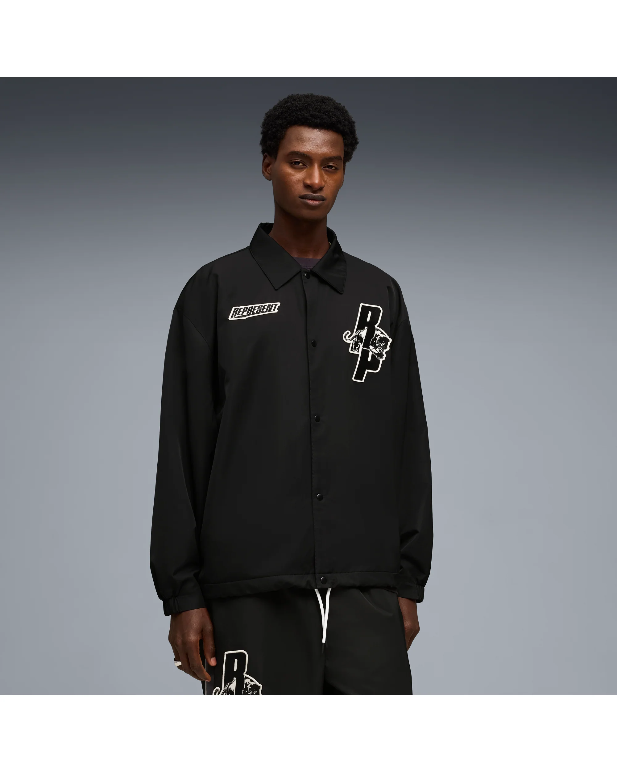 PUMA x REPRESENT COACHES JACKET BLACK - Image 3