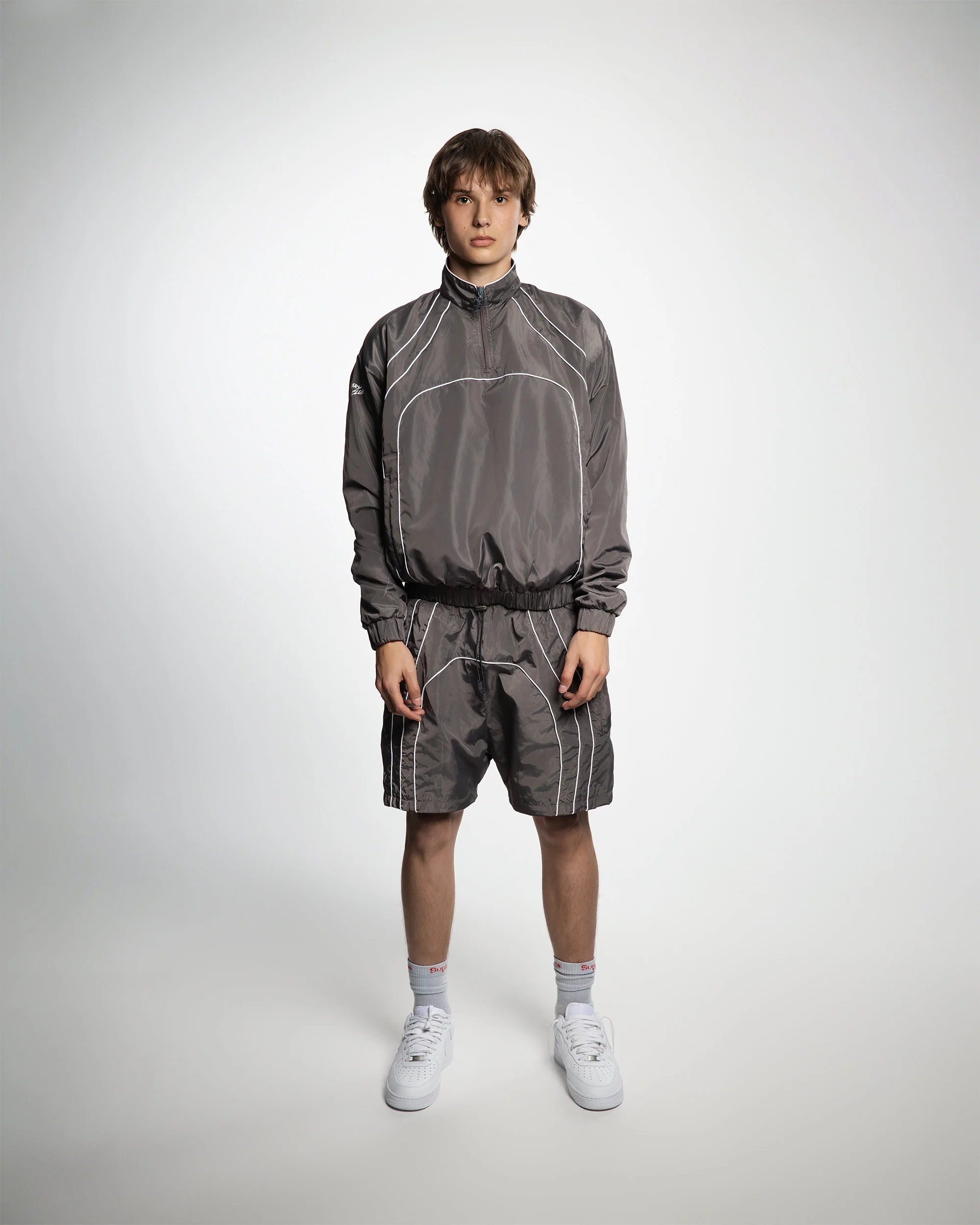 “RADIANT AURA” NYLON SHORTS ( SHADOW GREY) - Image 2