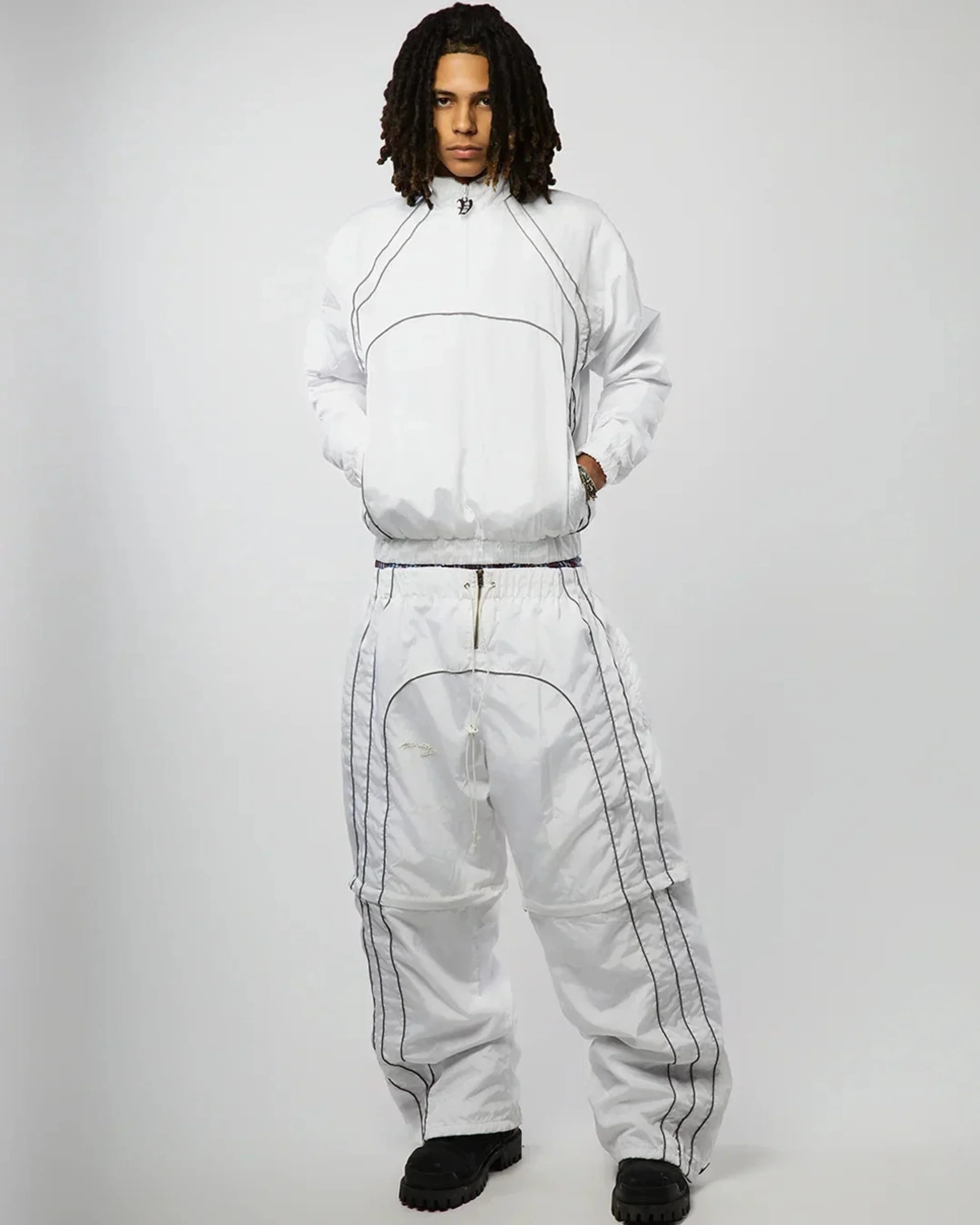 “RADIANT AURA” NYLON TRACK JACKET (WHITE ) - Image 7
