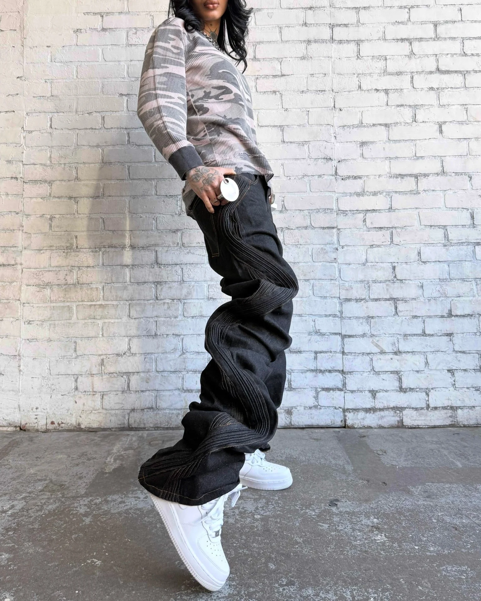 Raw waved denim