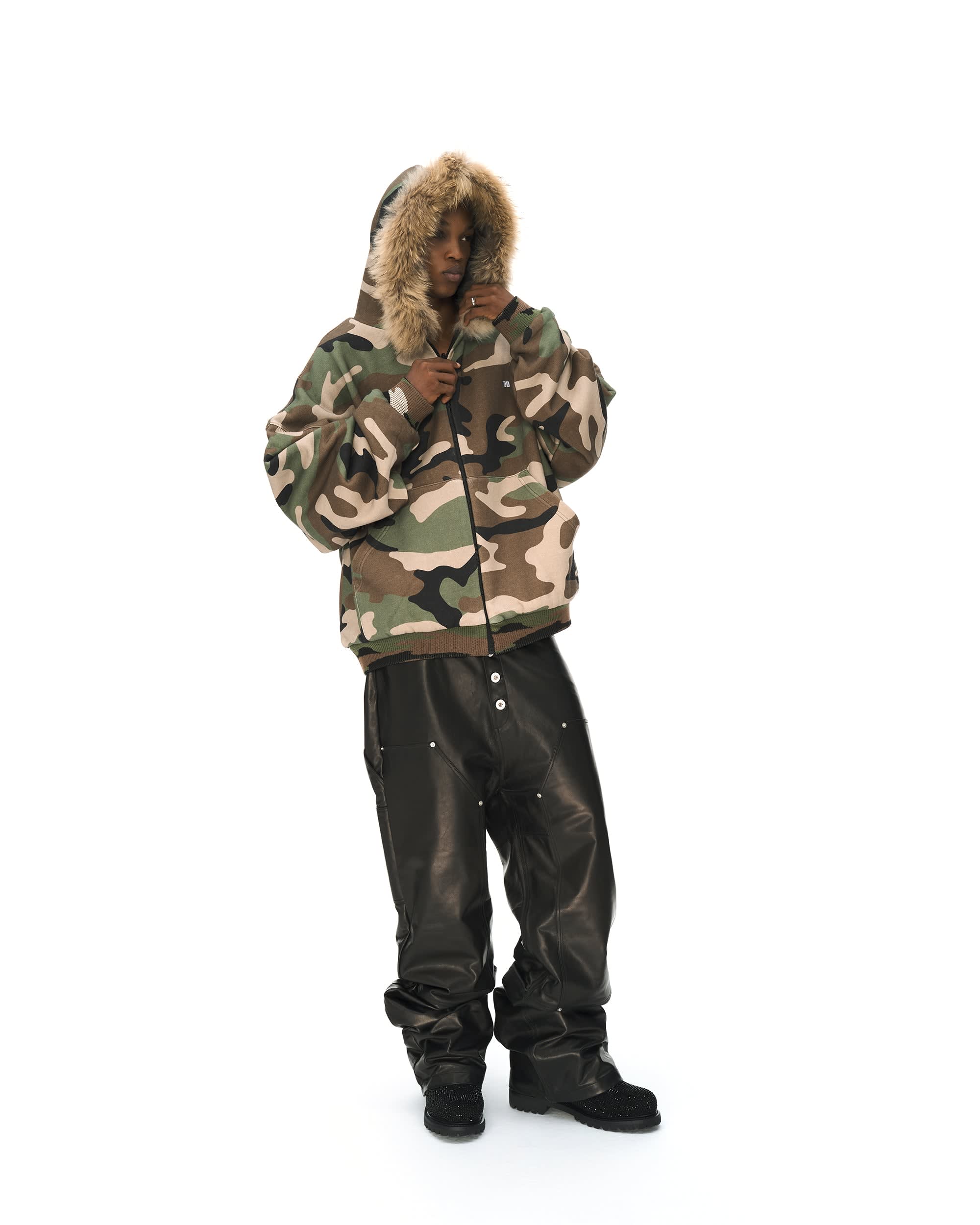REVERSIBLE FUR ZIPPED HOODIE - Image 12