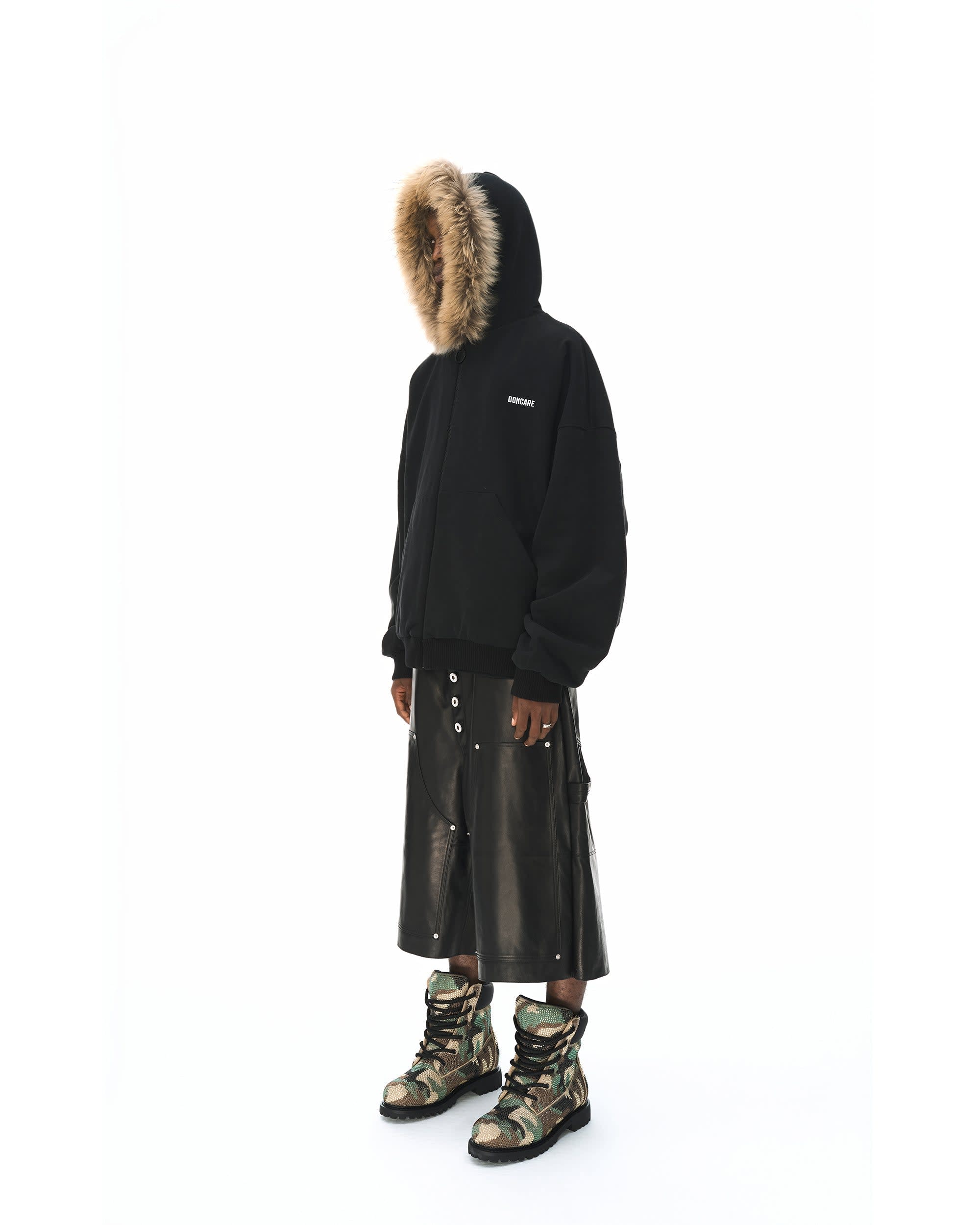 REVERSIBLE FUR ZIPPED HOODIE - Image 5