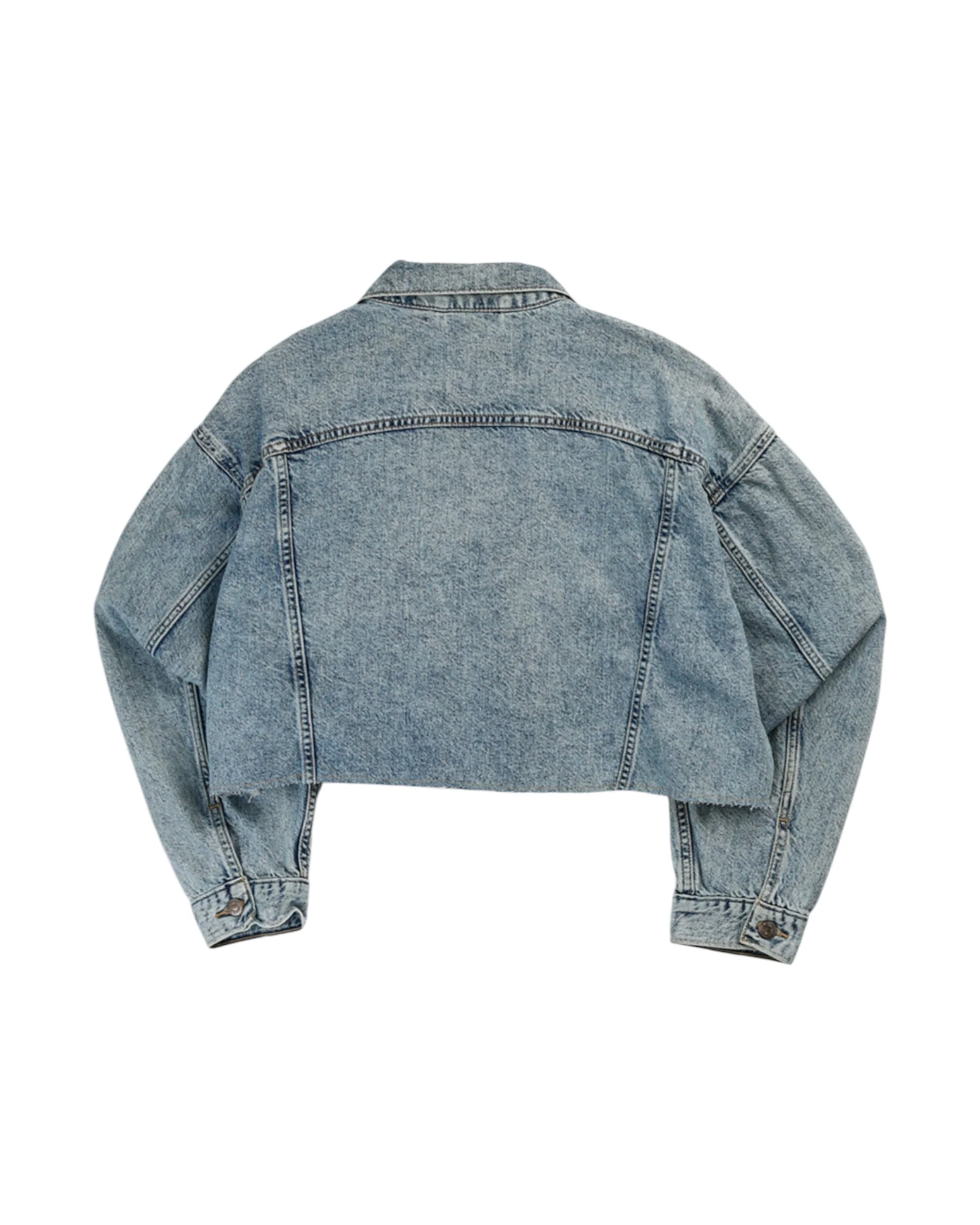 Rework Vintage Levi's Crop Denim Jacket - L - Image 2