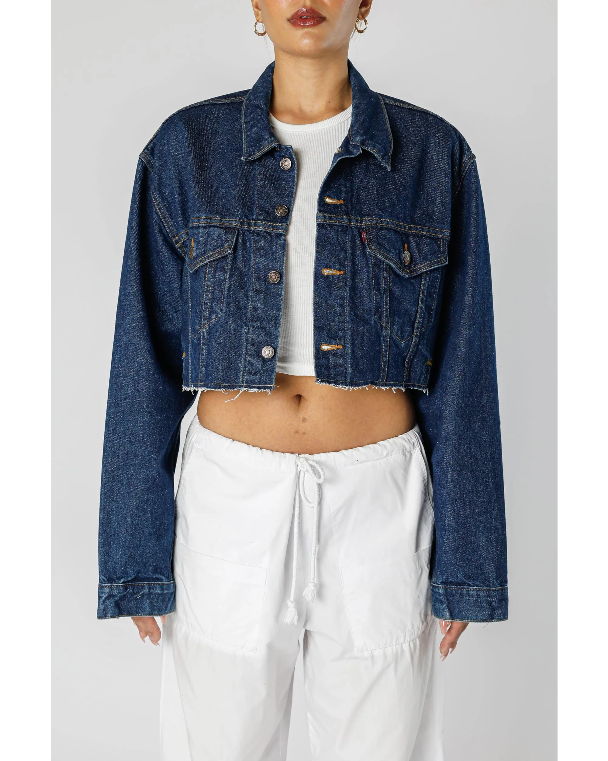 Rework Vintage Levi's USA Crop Denim Jacket - L
