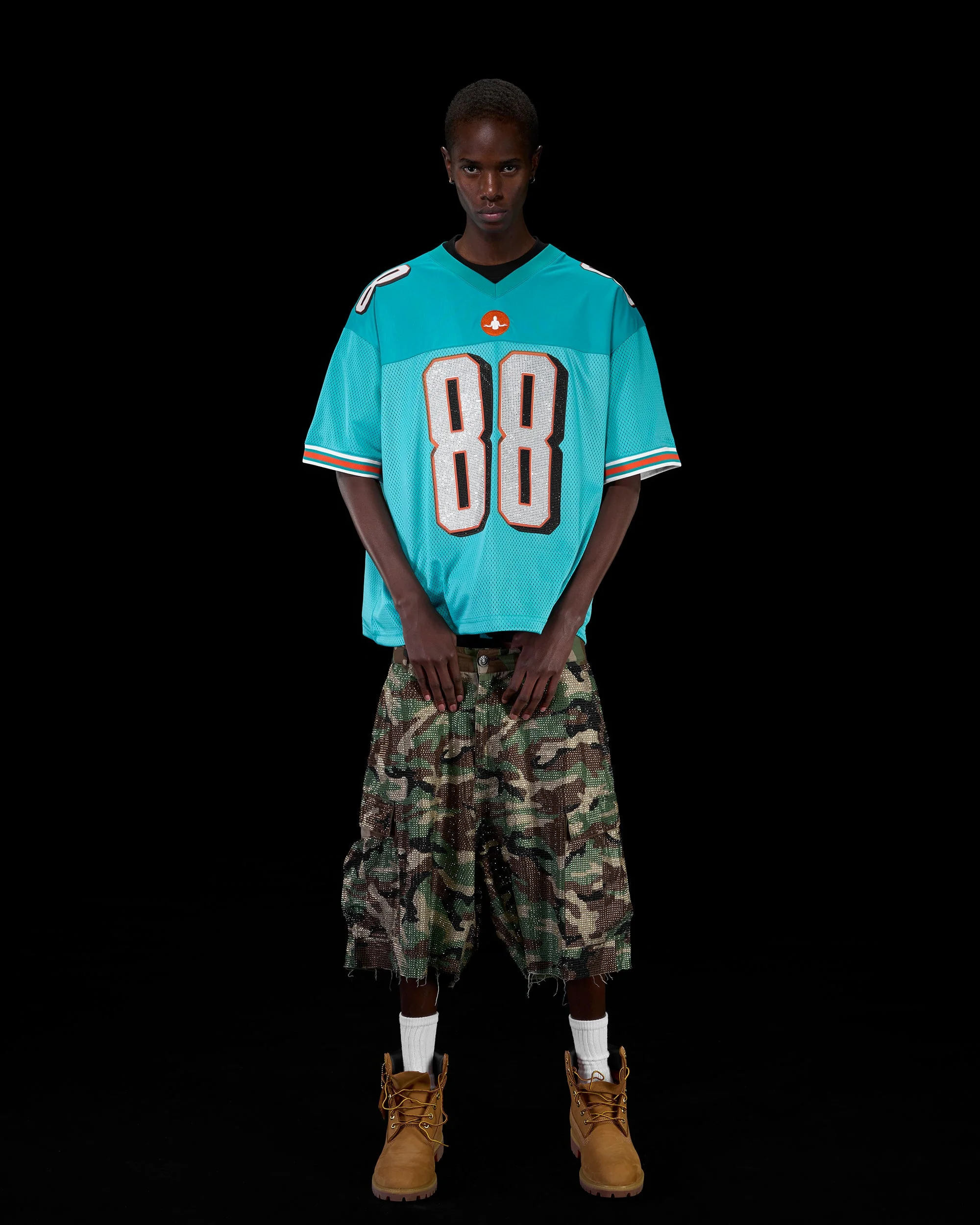 RHINESTONE FOOTBALL JERSEY - BLUE - Image 8
