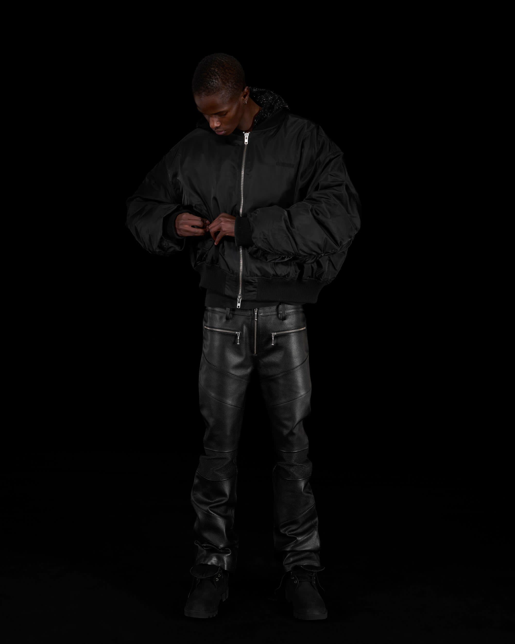 RHINESTONE HOODED BOMBER JACKET - Image 7