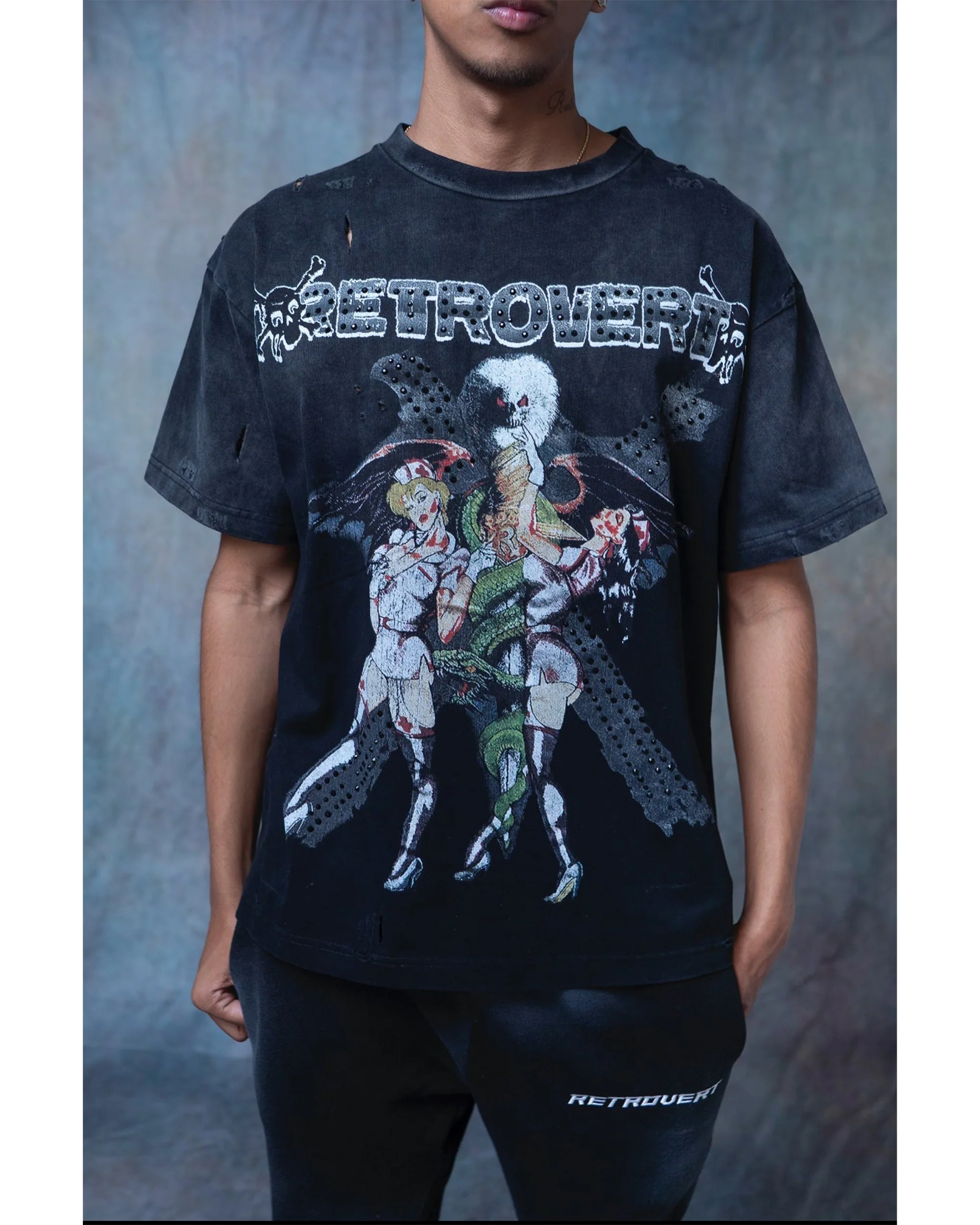 Rhinestone Nurse Tee - Black - Image 3