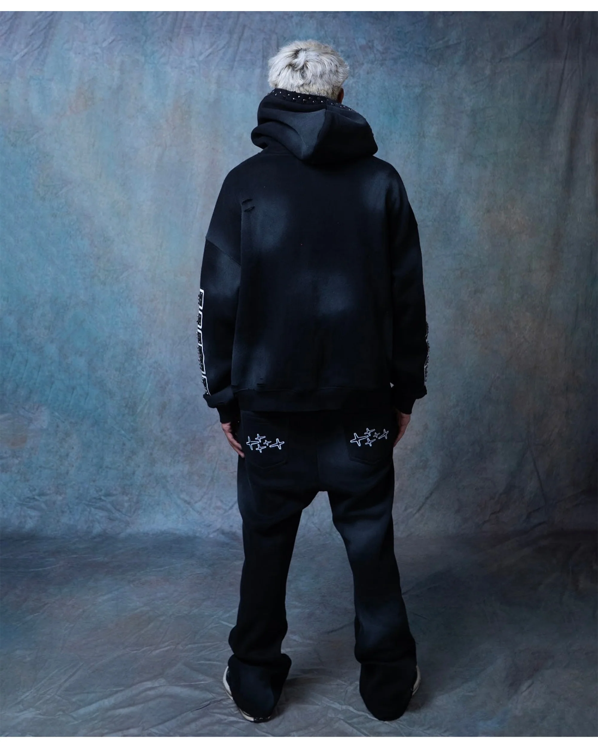 RHINESTONE STAR EAGLE HOODIE BLACK - Image 4