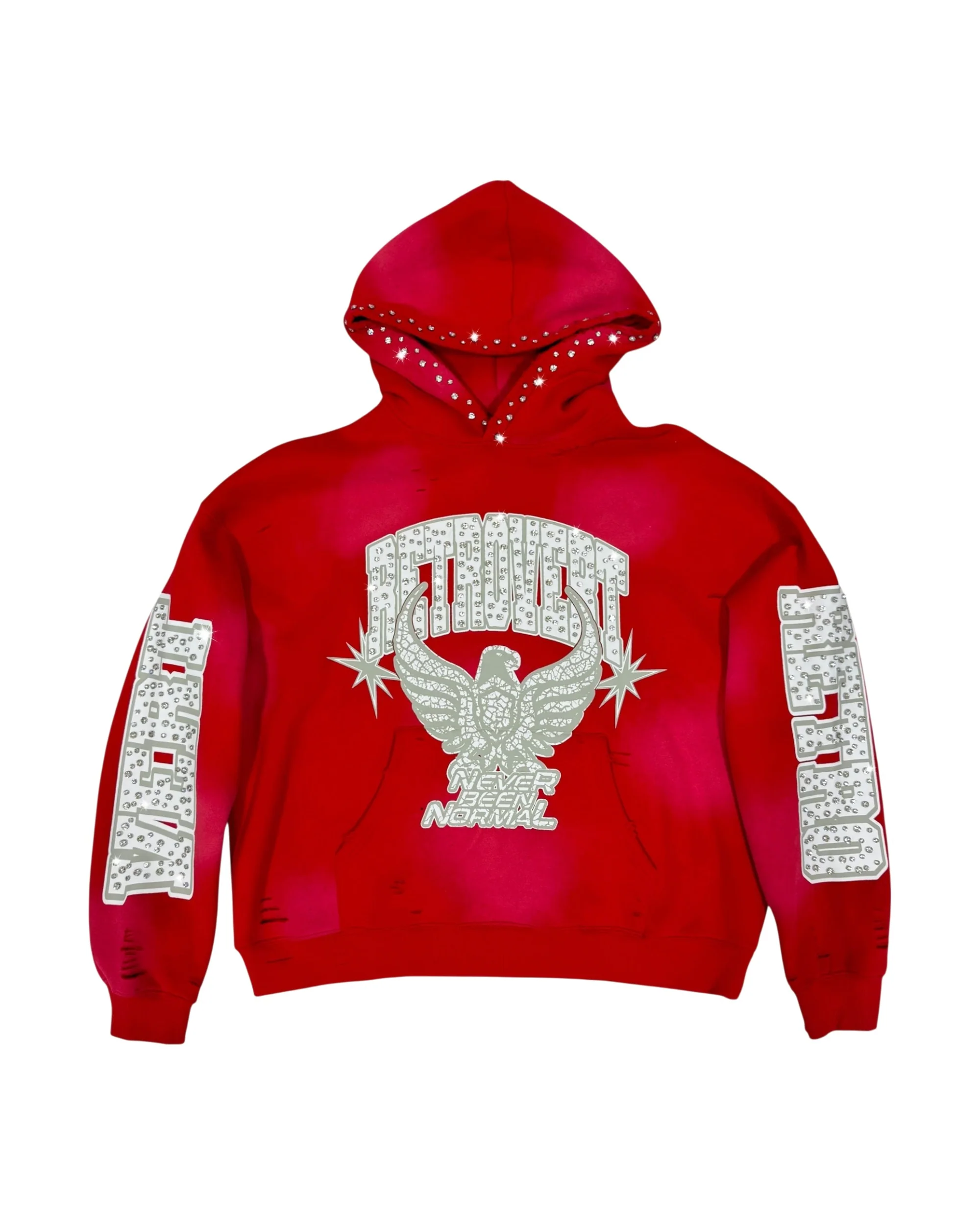 RHINESTONE STAR EAGLE HOODIE RED