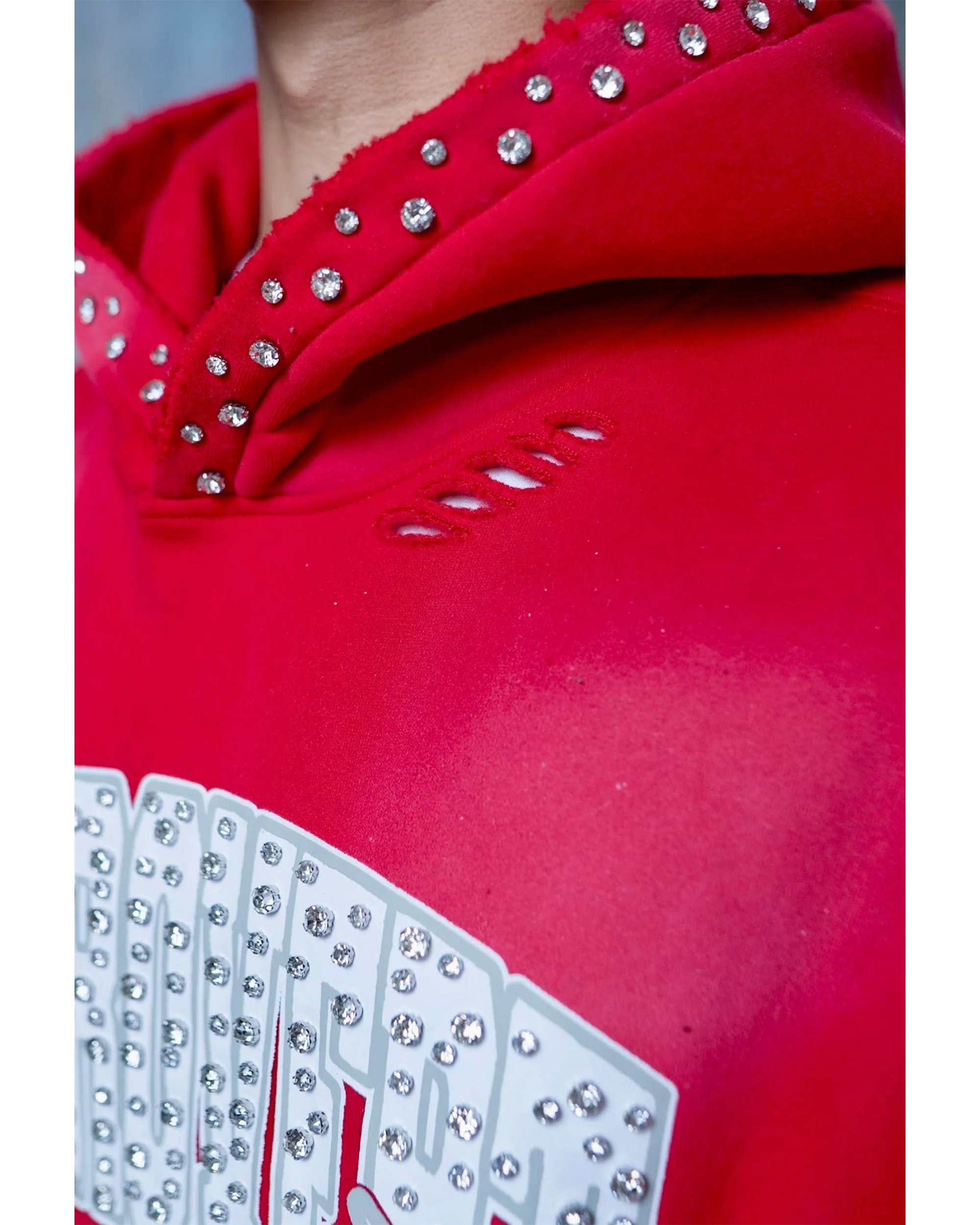 RHINESTONE STAR EAGLE HOODIE RED - Image 6