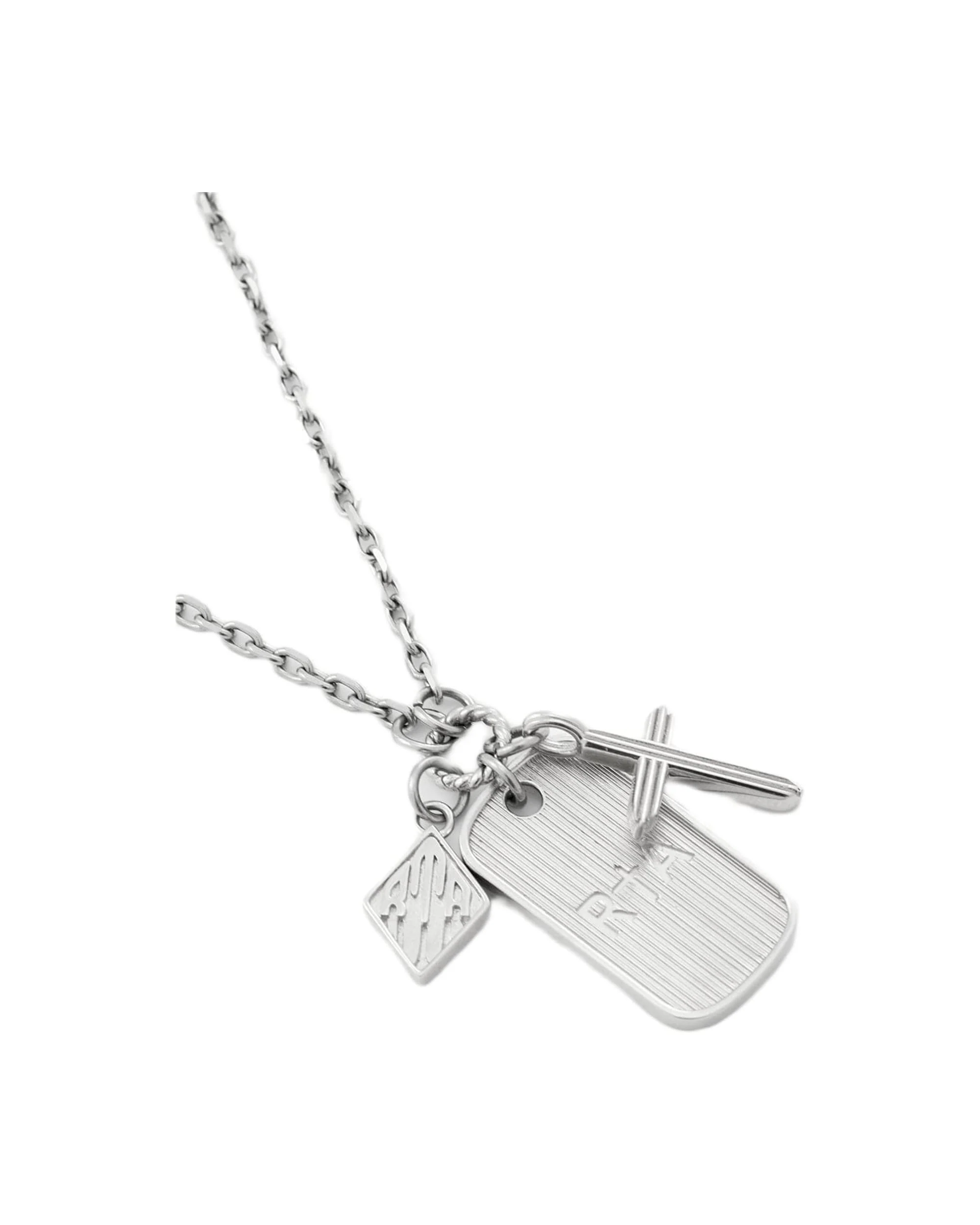 RION CHARM TAG NECKLACE | SILVER MULTI CHARM - Image 2