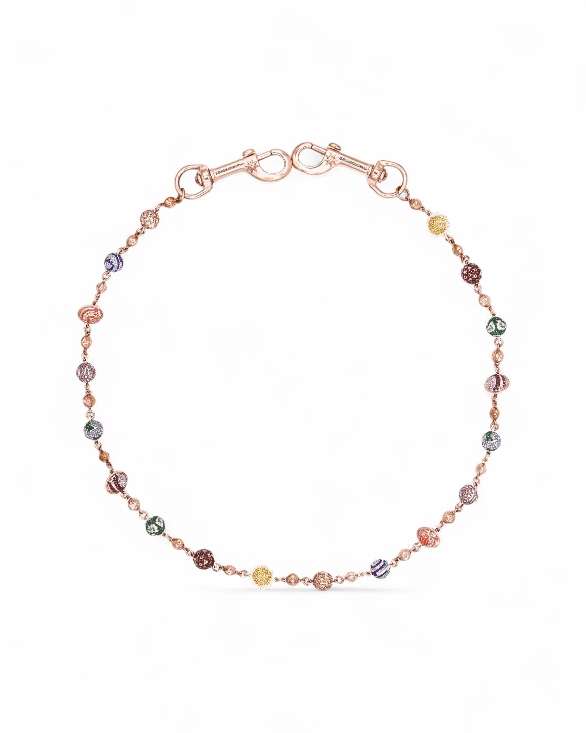 Rose Gold Planets Wallet Chain - Multicolor Stones - Image 2
