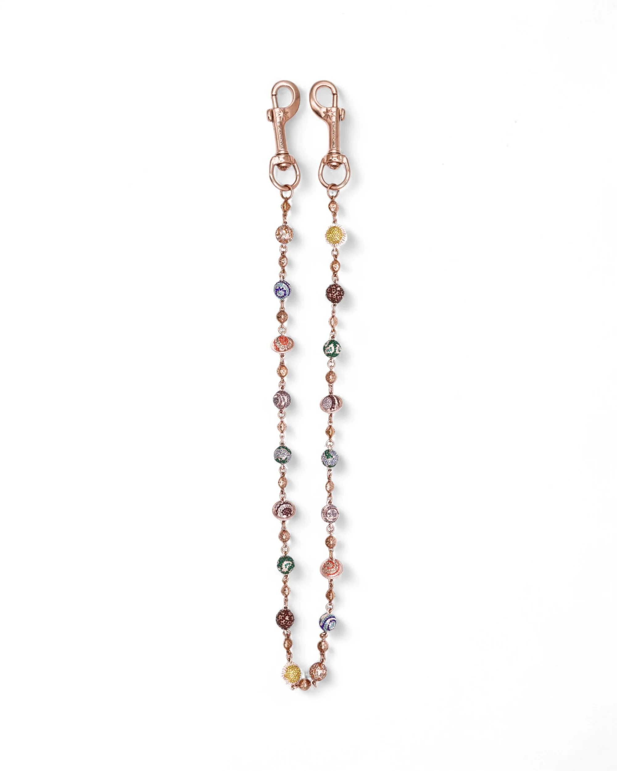 Rose Gold Planets Wallet Chain - Multicolor Stones - Image 3