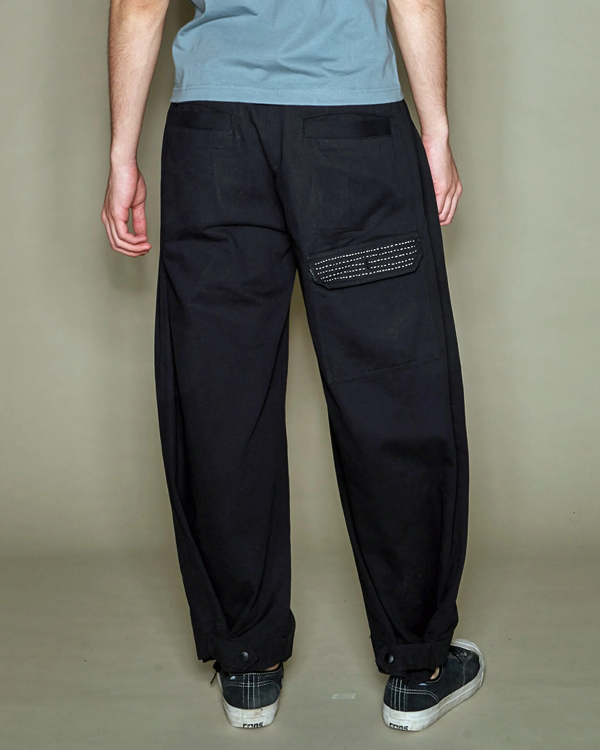 Sashiko Wide Leg Pants - Black - Image 13