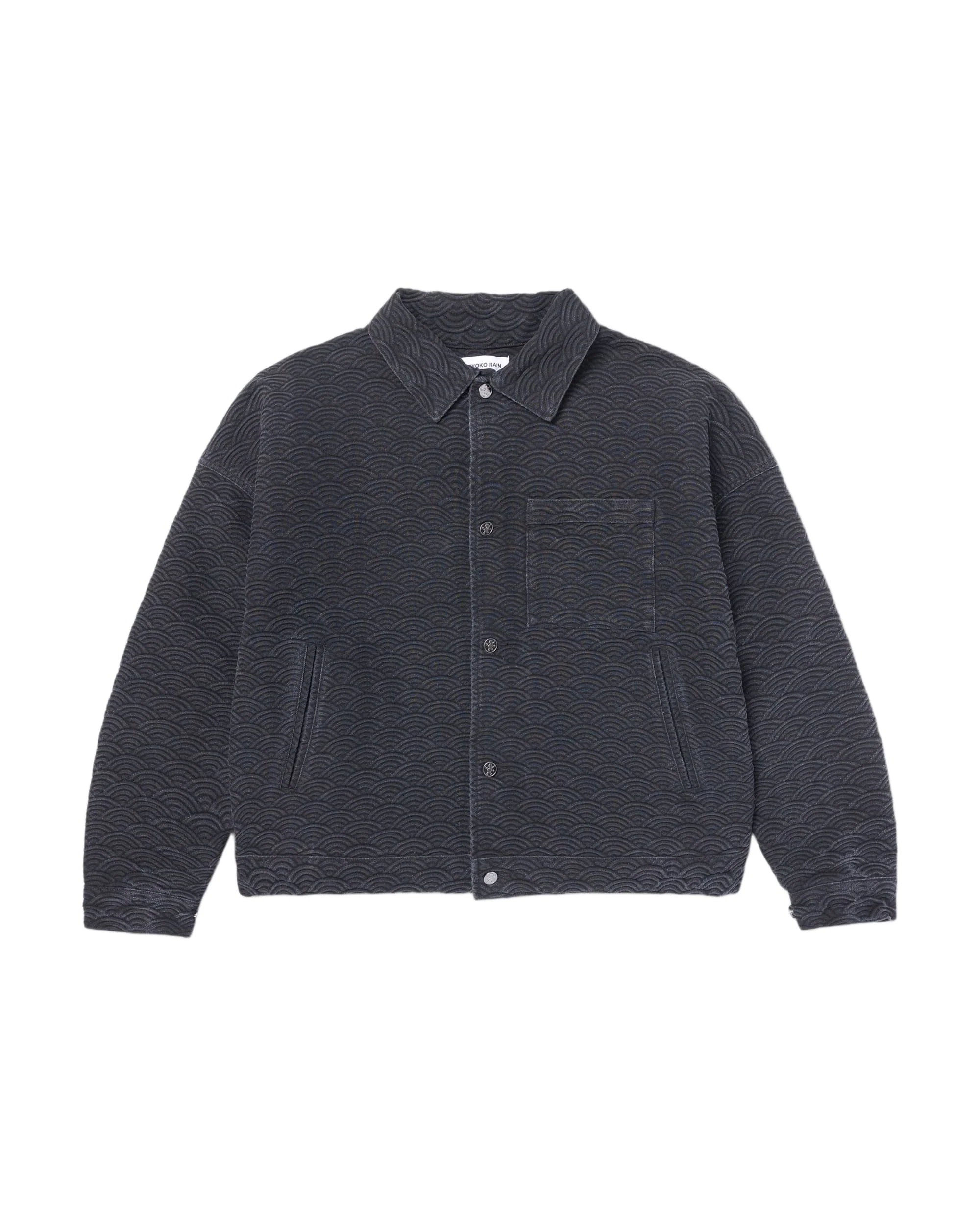 SEIGAIHA JACQUARD DENIM WORK JACKET - BLACK