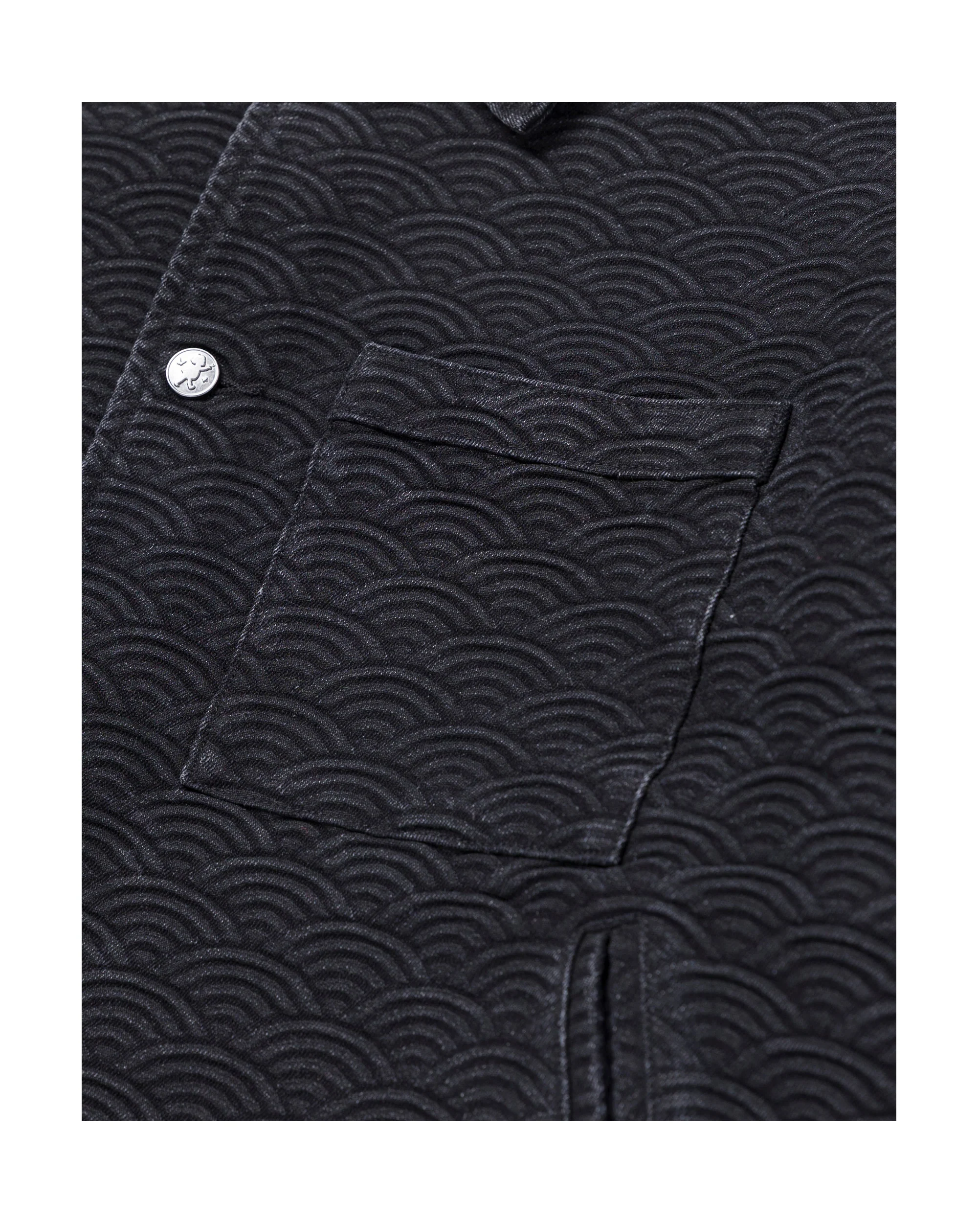 SEIGAIHA JACQUARD DENIM WORK JACKET - BLACK - Image 2