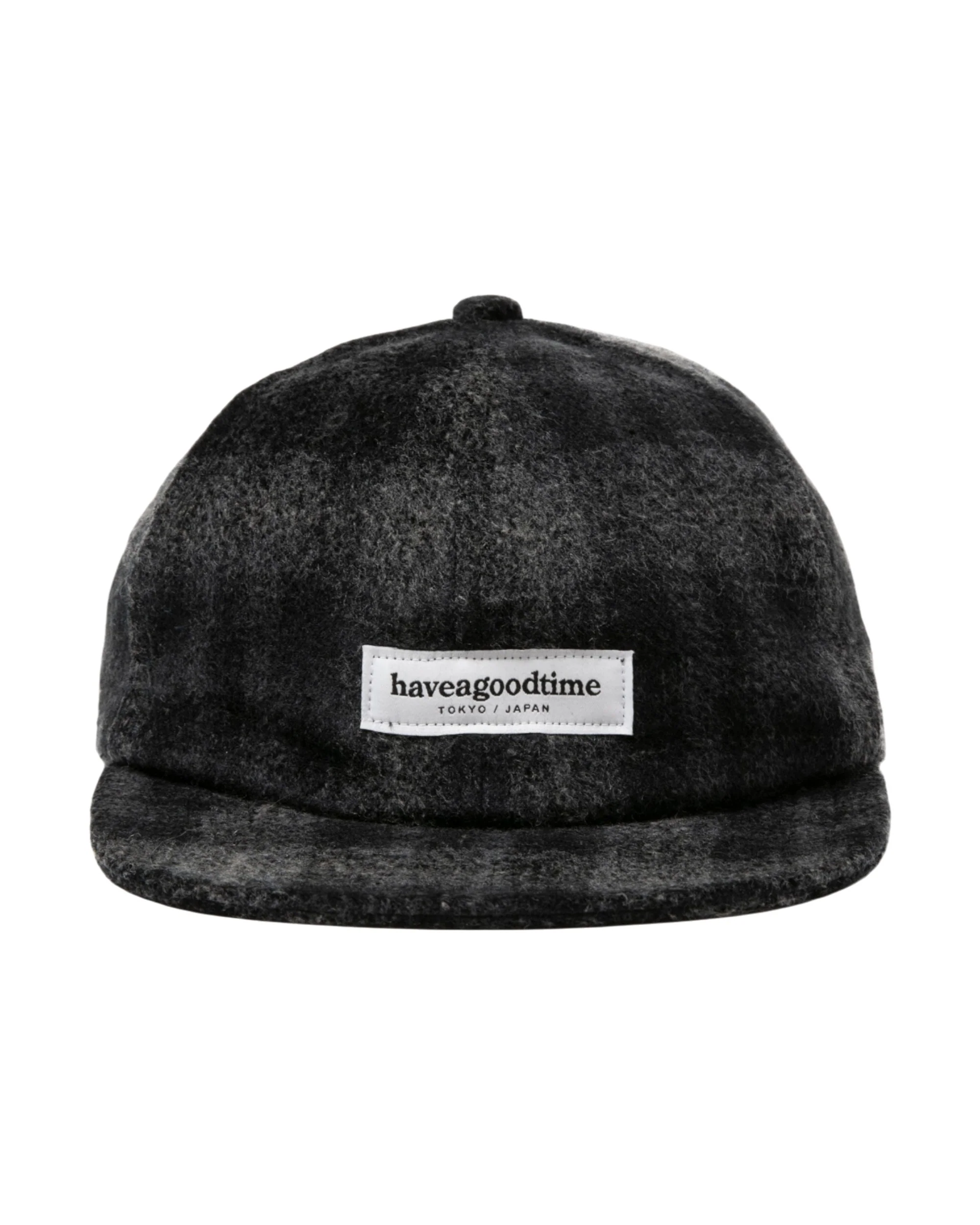 SIDE LOGO NEEDLE PUNCH CHECK CAP - CHARCOAL