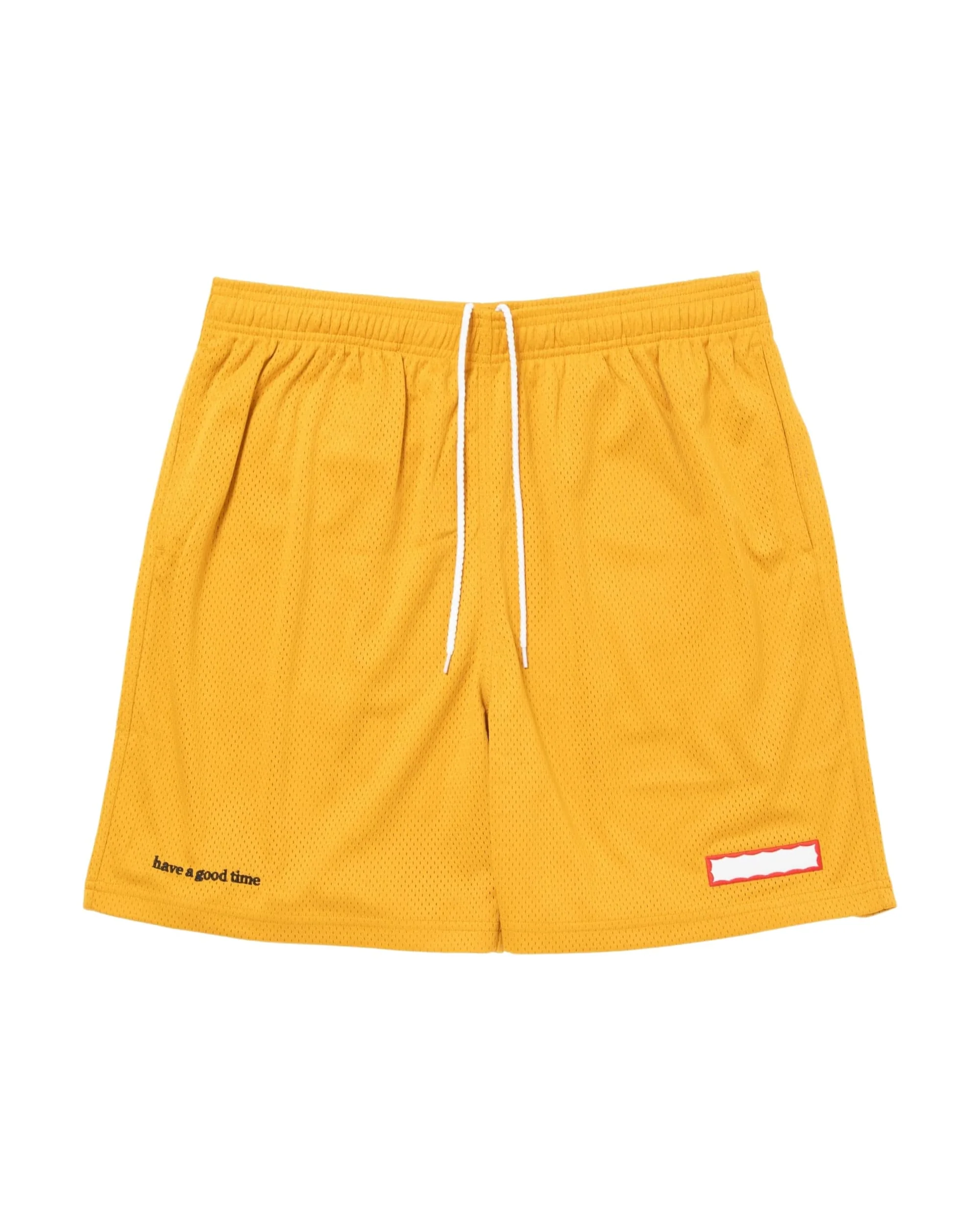 SIDE LOGO SIDE BLANK FRAME MESH SHORTS - YELLOW