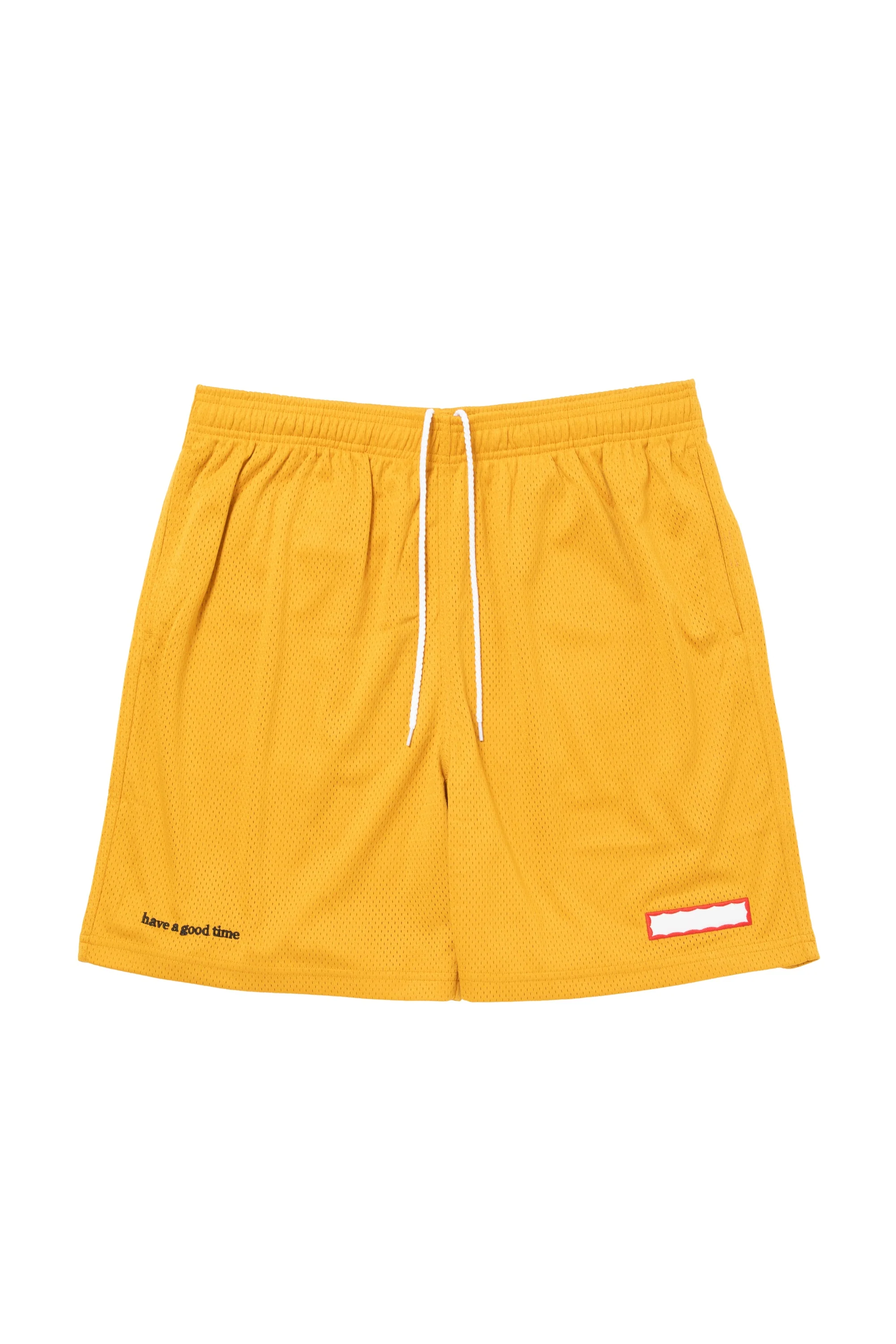 SIDE LOGO SIDE BLANK FRAME MESH SHORTS - YELLOW - Image 7