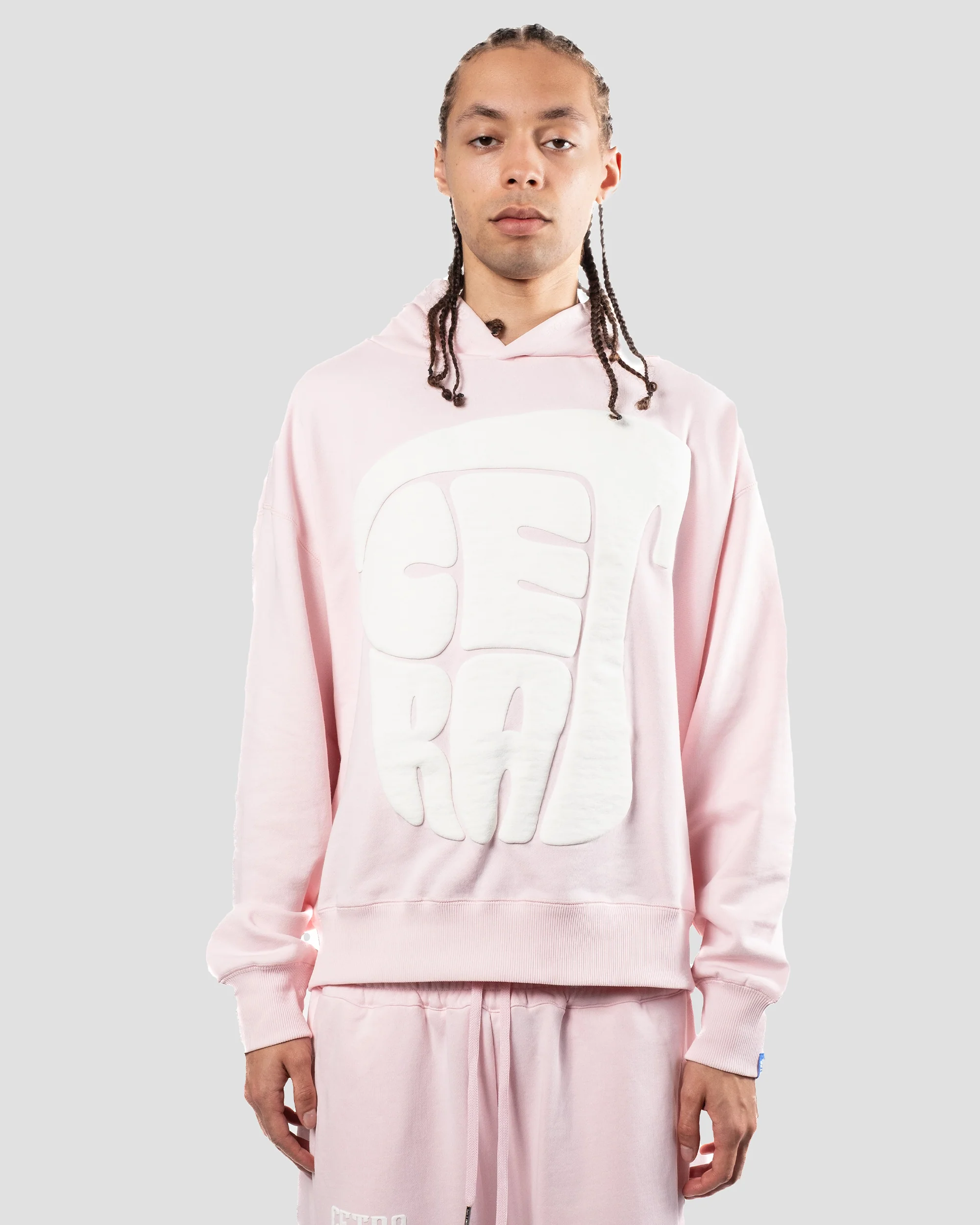 SIGNATURE PINK & WHITE PUFF HOODIE - Image 2