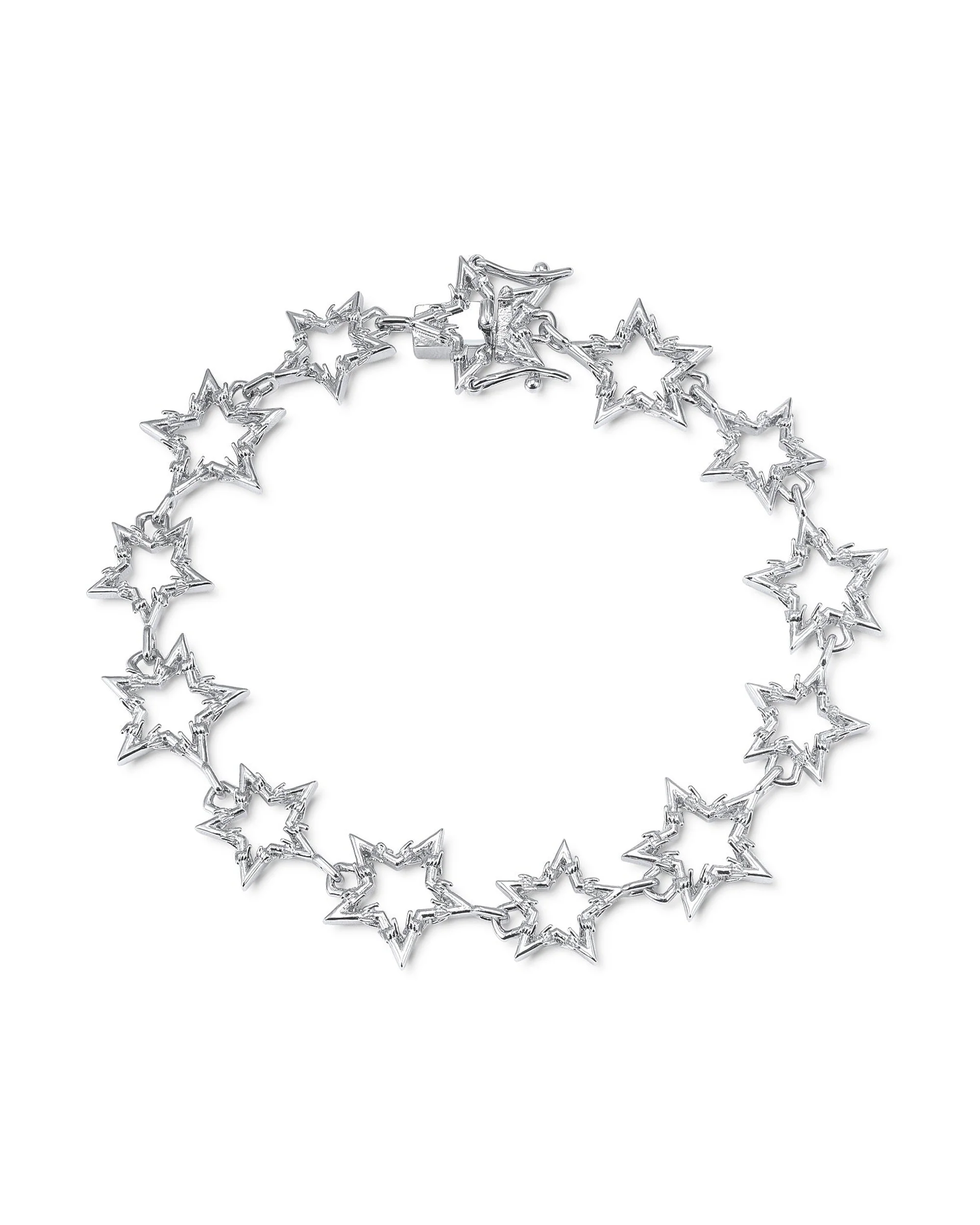 SILVER BARBWIRE STAR BRACELET