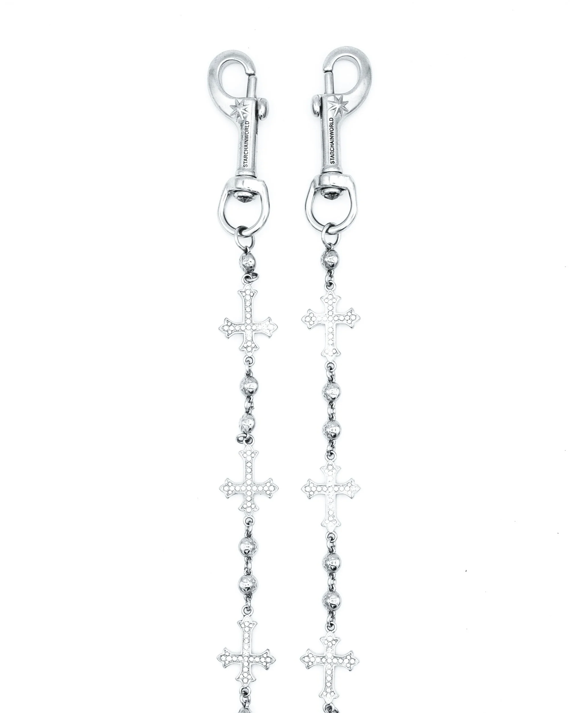 Silver Crosses Wallet Chain - White - Image 3