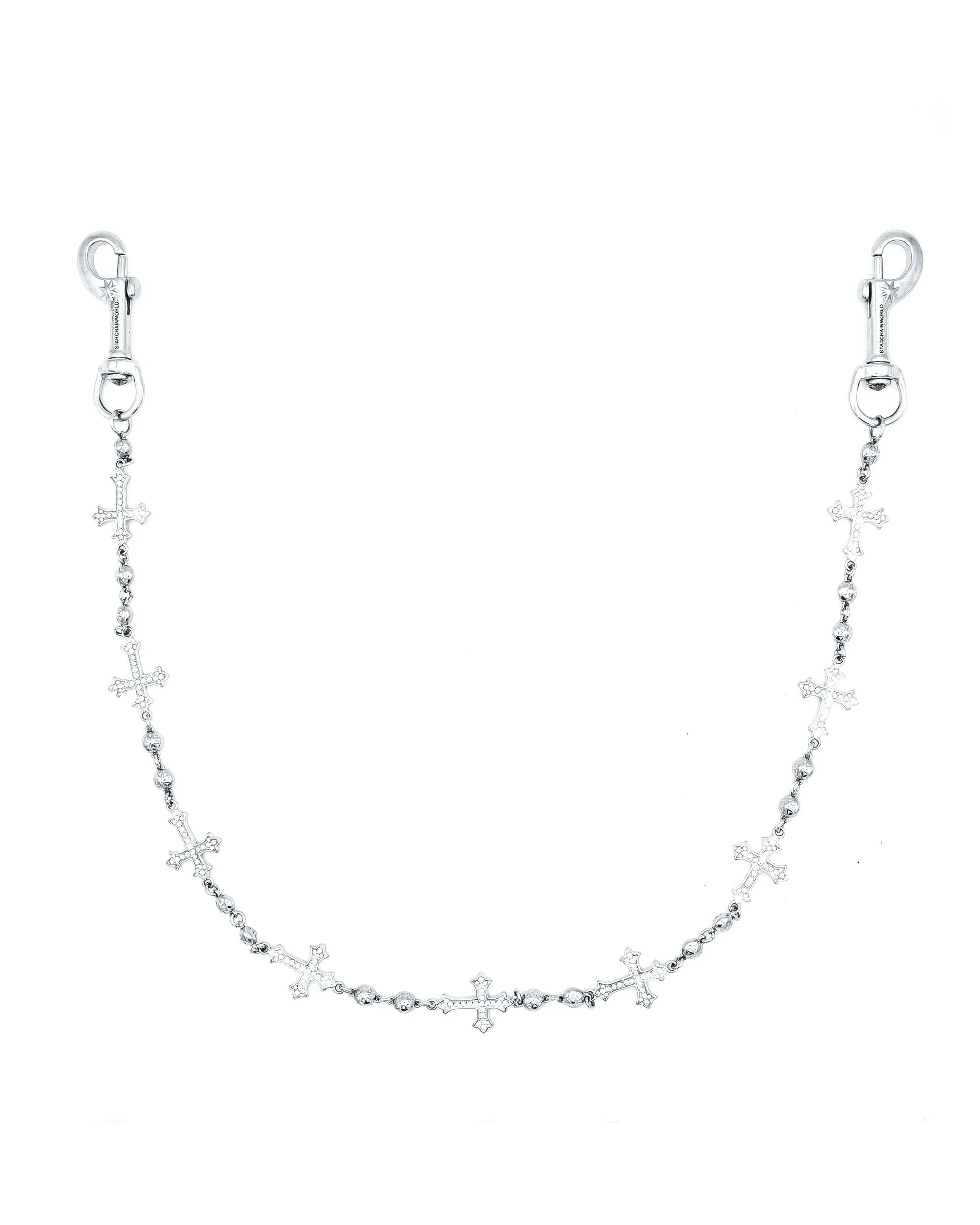 Silver Crosses Wallet Chain - White - Image 5