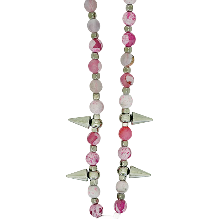 Silver Spikes – Pink Agate / Rose Cross - Image 8