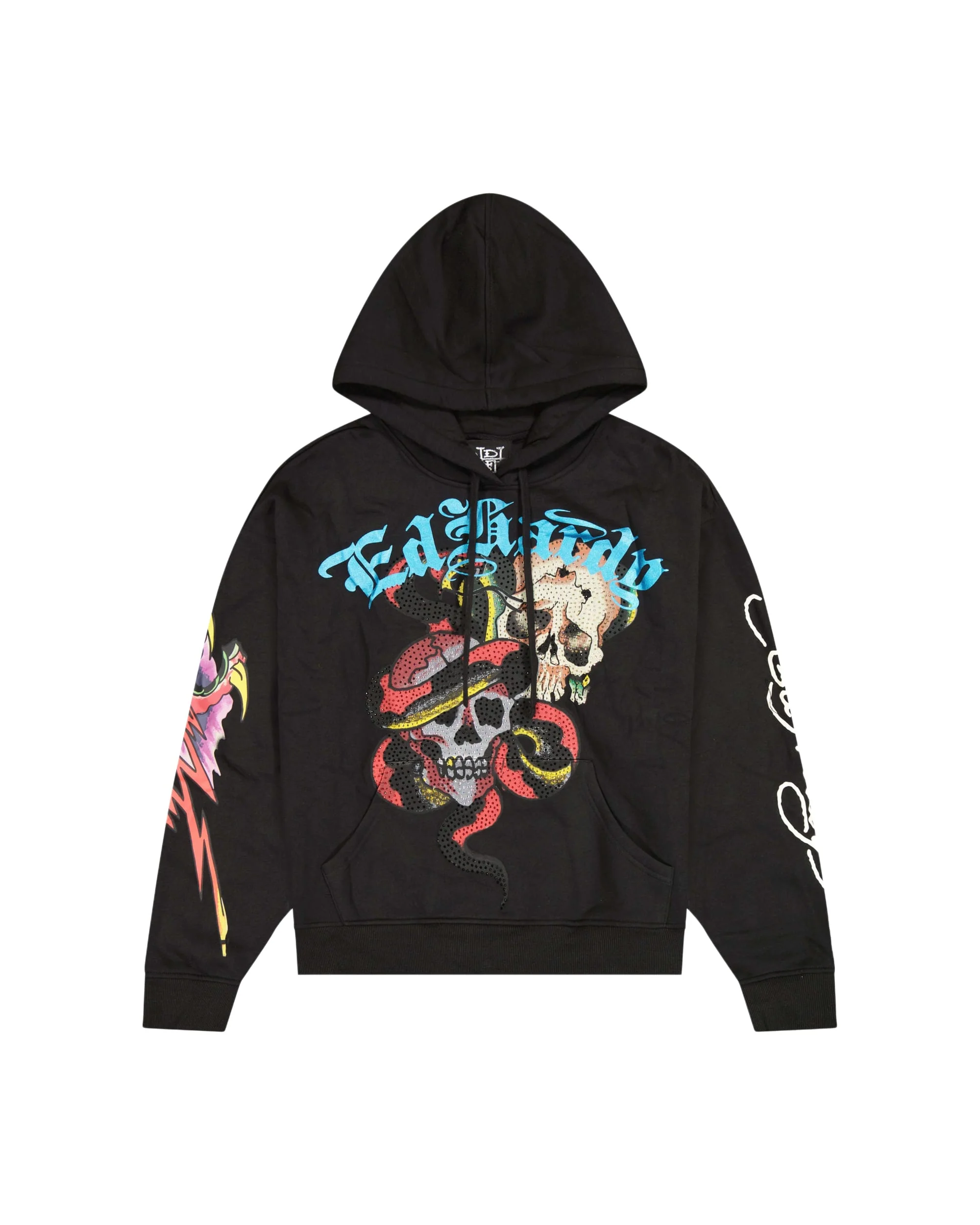 Skulls Boxy Rhinestone Fleece Hoodie