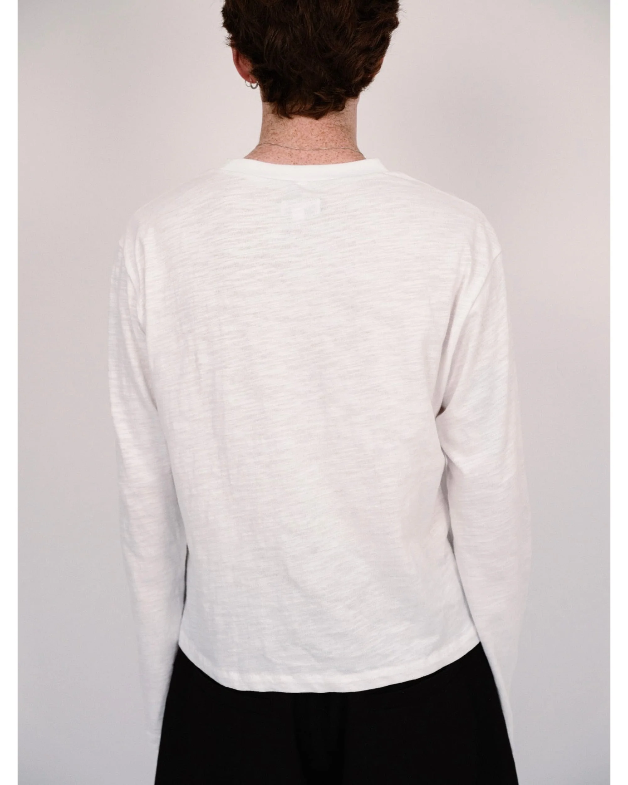 Slub Cotton Long Sleeve - White - Image 4