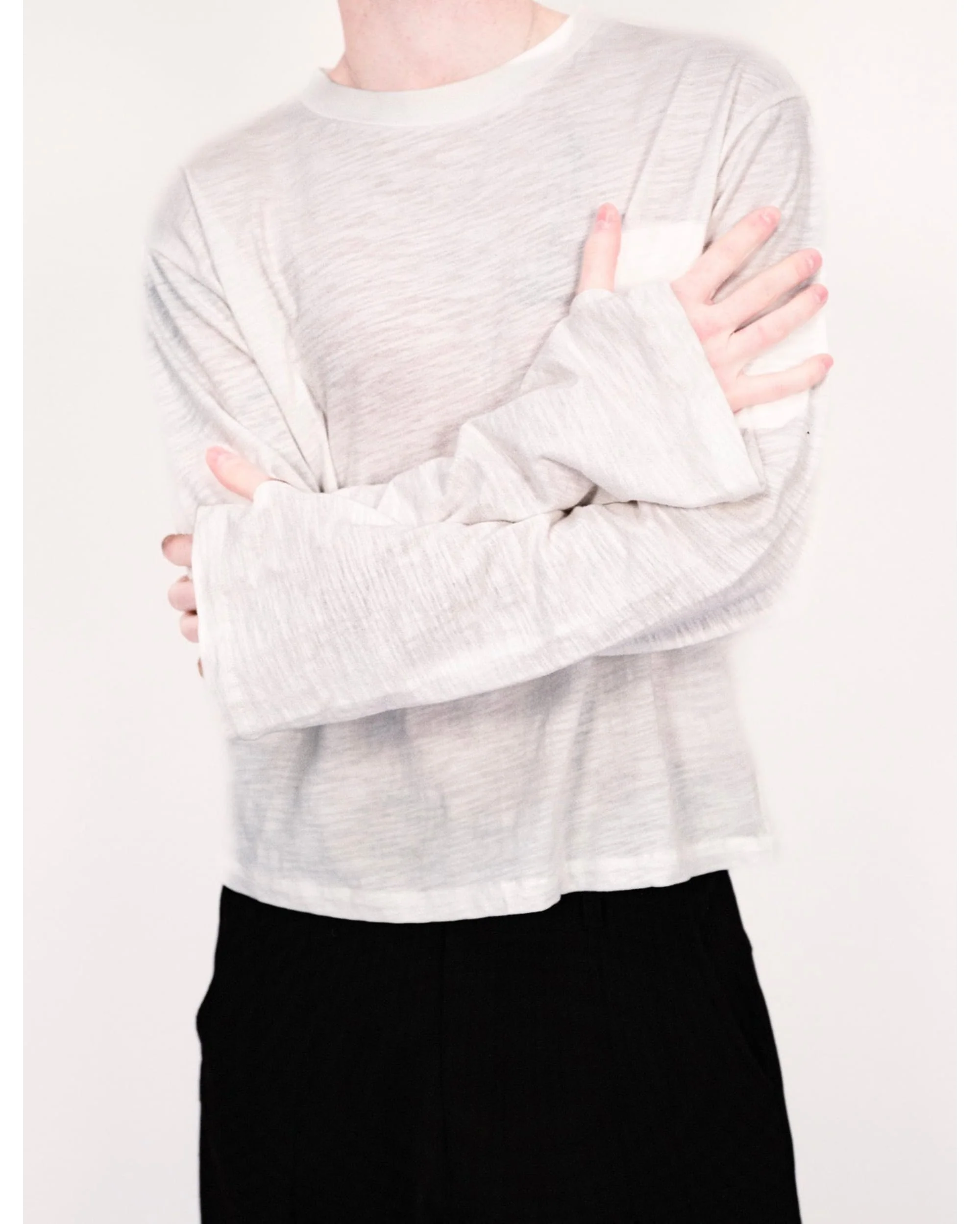 Slub Cotton Long Sleeve - White - Image 5