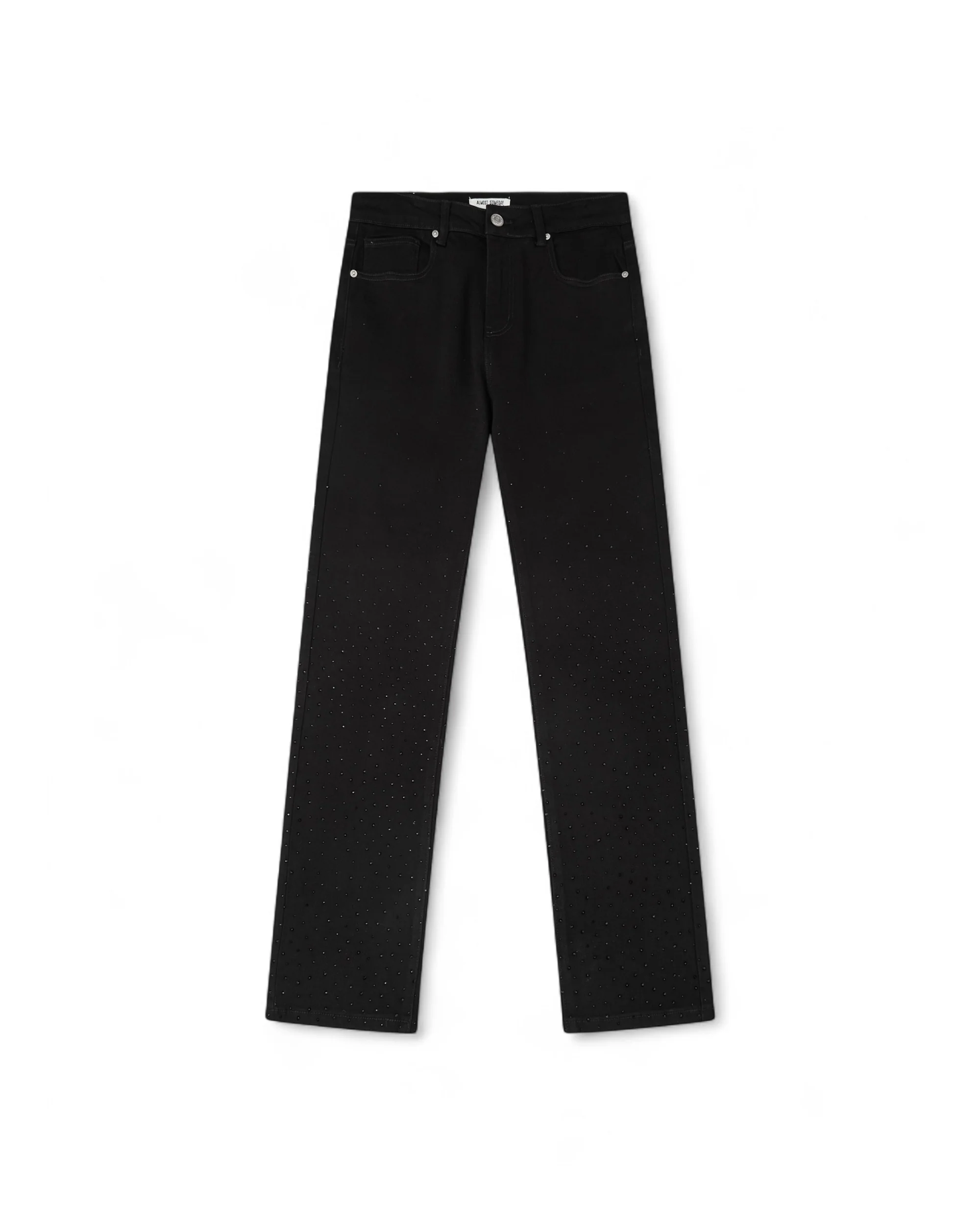 Solomon Rhinestone Straight Leg Denim - Black